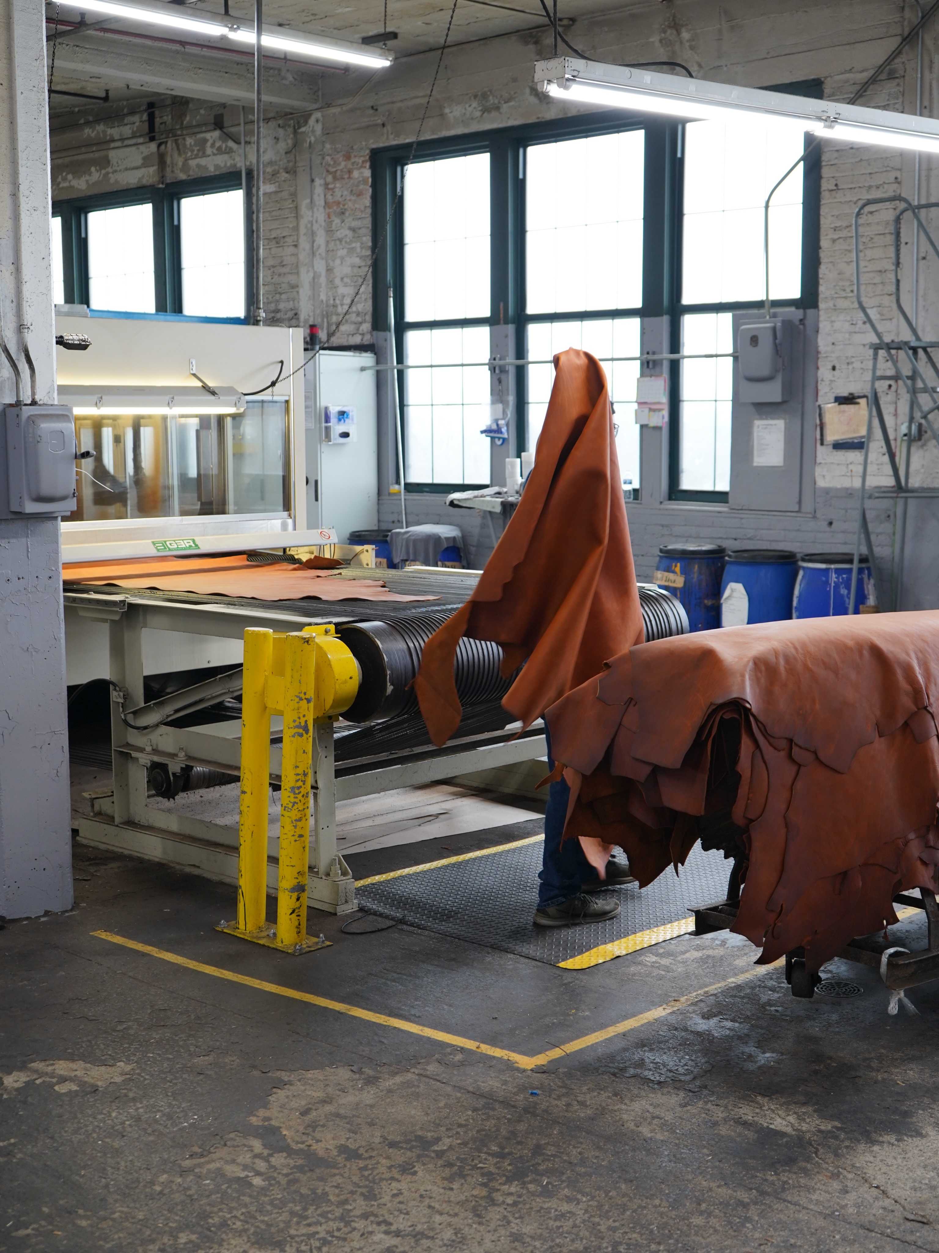 Lots of leather moving through the factory! Happy Friday #madenamerica #leather #leatherwork