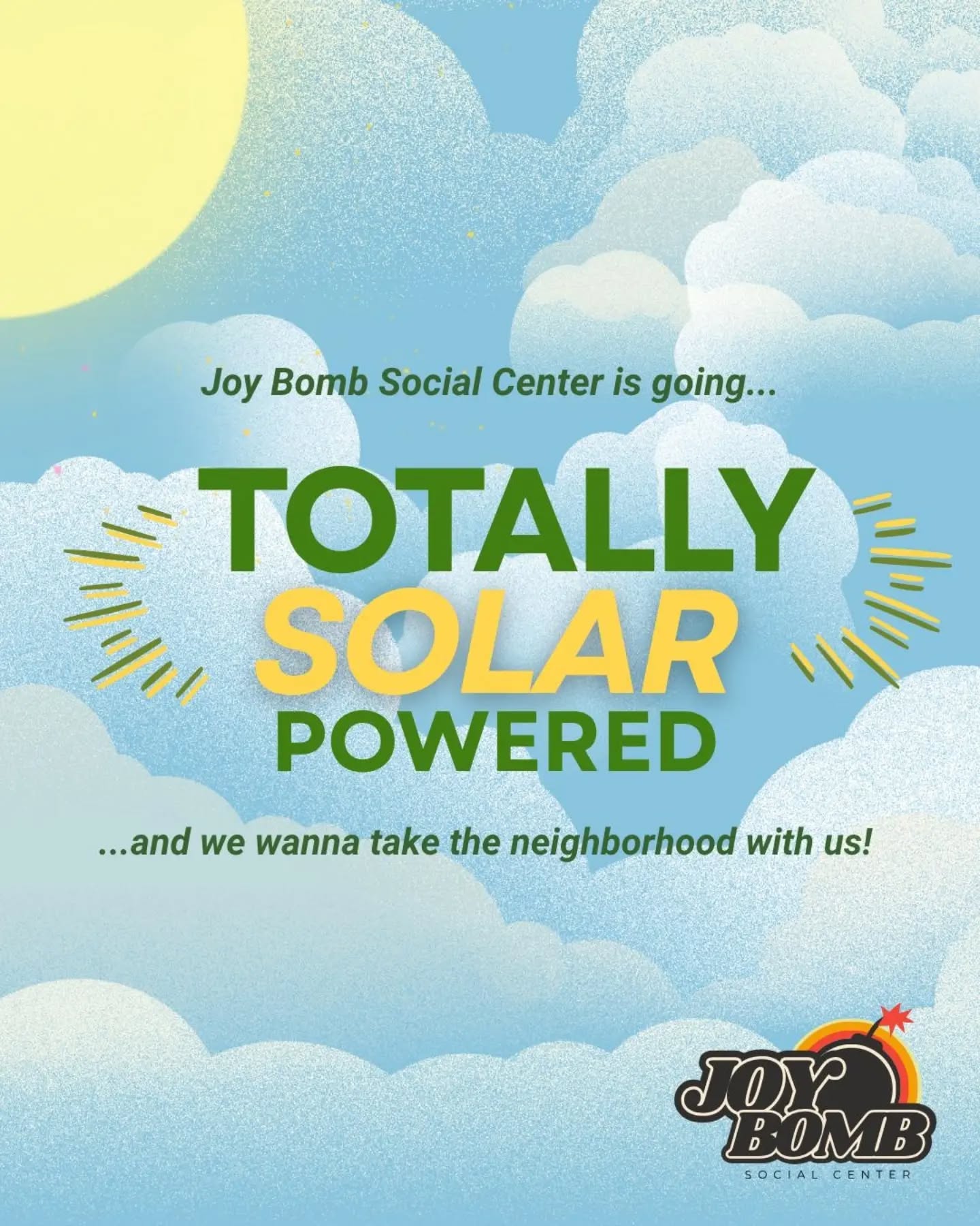 Joy Bomb Social Center is going solar...and we wanna take the neighborhood with us! âď¸ As the climate catastrophe worsens, the need for a neighborhood space that is off-grid and able to meet our basic needs as a community, is critical.
The region-wide power outages resulting from the recent storms are just one more example of the need for a solar powered, community run, autonomous mutual aid hub, like Joy Bomb. We could be the first such place in NWI. With your help.
Beyond Joy Bomb, your donation is seeding the growth of a future neighborhood solar grid project with our building as the proof of concept, fundraising, and learning hub for expanding solar into our area.
Your gift supports panels, batteries, and wiring that cut our dependence on fossil fuels and keep our doors open for our community during outages. âď¸ Every contribution goes directly into the purchase of a solar kit / materials so Joy Bomb can both demonstrate the feasibility of energy independence.
Any extra money raised will be put into purchases that make batteries and solar chargers available to our neighbors, showing how we could communalize solar power.
#mutualaid #garyindiana #community