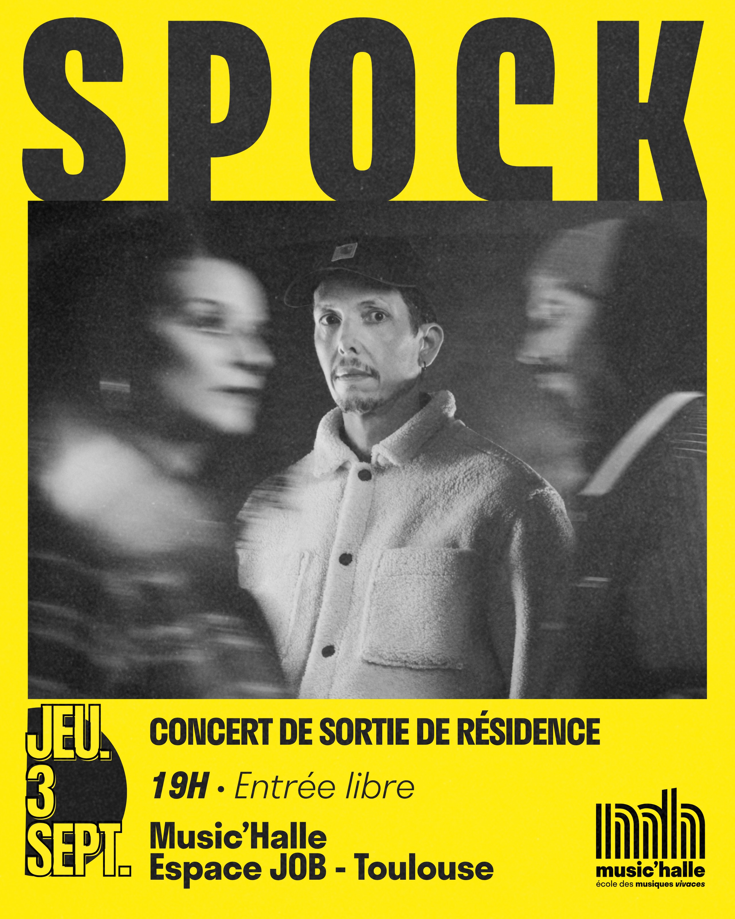 Pour ce premier rendez-vous de la 40e saison (🤯) de Music’Halle, SPOCK sort de résidence et passe de la recherche à la rencontre.
Ancré dans le Nu Jazz, le trio toulousain fait circuler groove hip-hop, écriture jazz moderne et textures électroniques, quelque part entre influences londoniennes et méditerranéennes.
Quelques jours pour chercher, expérimenter, construire. Une soirée pour partager.
📍 Salle JOB
📅 Jeudi 3 septembre · 19h (ouverture du petit bar à 18h)
🎟️ Entrée libre
Avec :
Smaïn Merad : clavieriste, pianiste et compositeur
Charlotte Bélières à la batterie et Florent Soler à la basse
📸 @alexandol