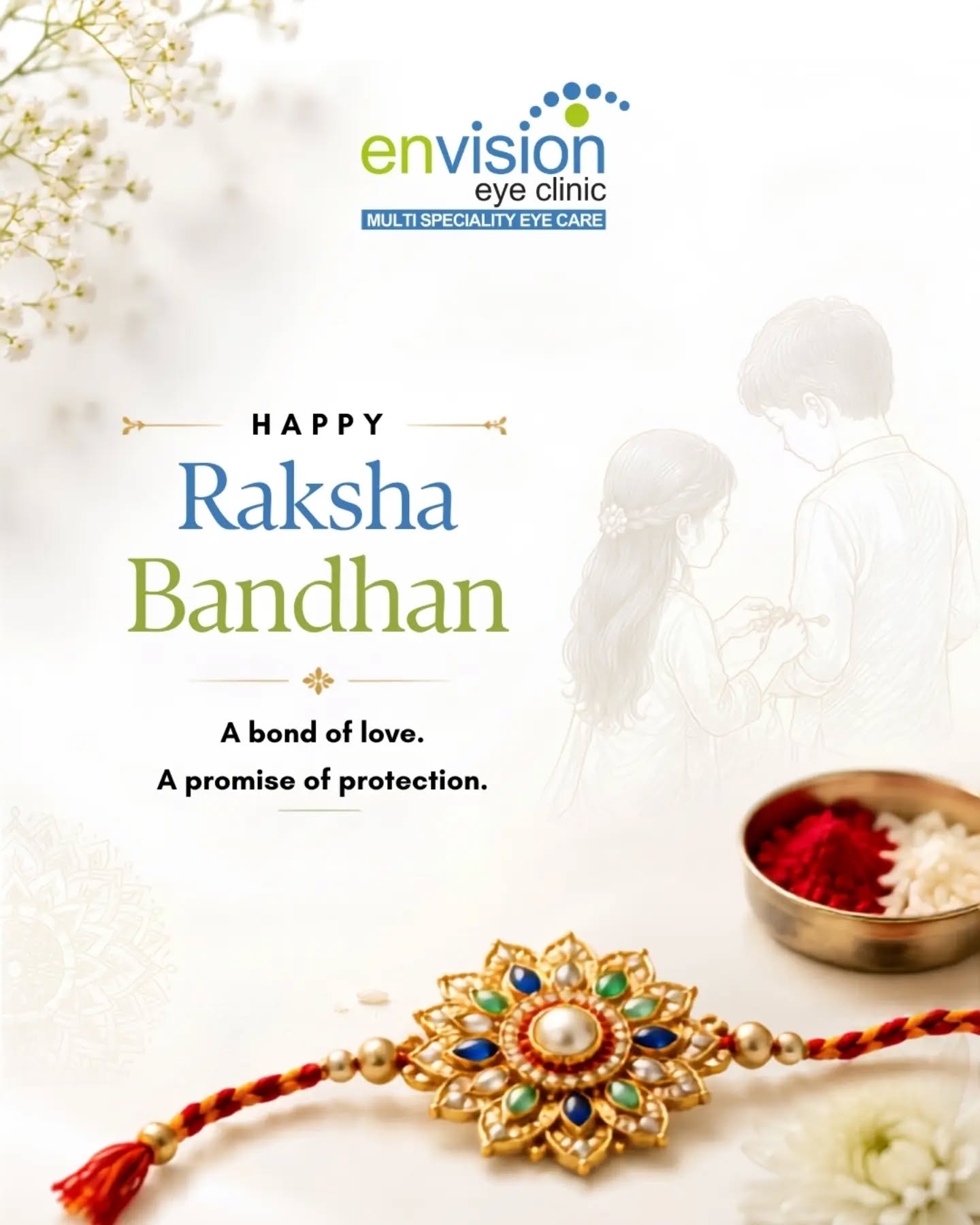 โค๏ธ A bond that grows stronger with every moment.
Celebrating the love, laughter, and promise of protection shared between siblings. Wishing you and your loved ones a beautiful and joyful celebration. โจ
#RakshaBandhan #SiblingLove #FamilyBond #EnvisionEyeClinic #Pune