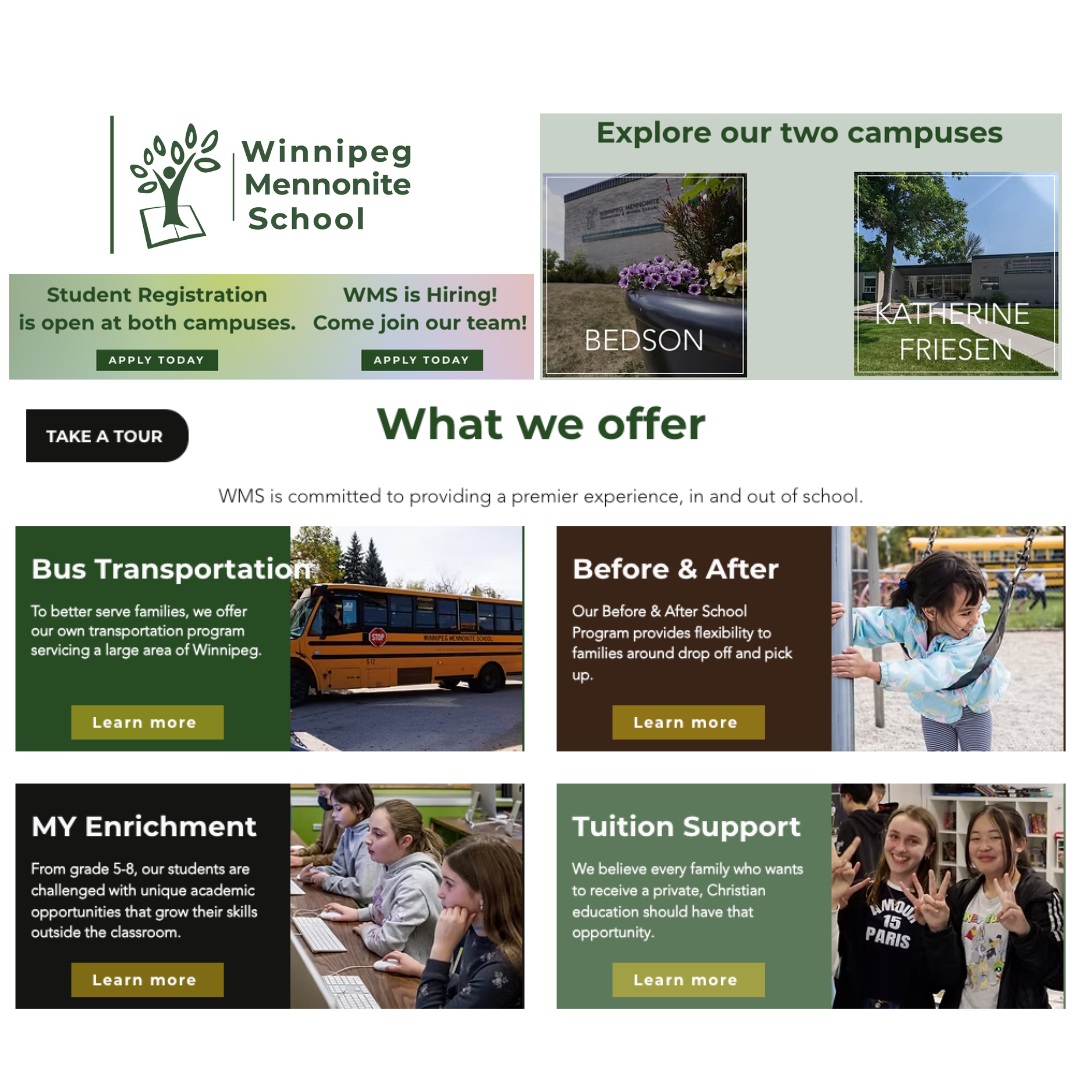 Explore possibilities at WMS!
www.mennoniteschool.ca