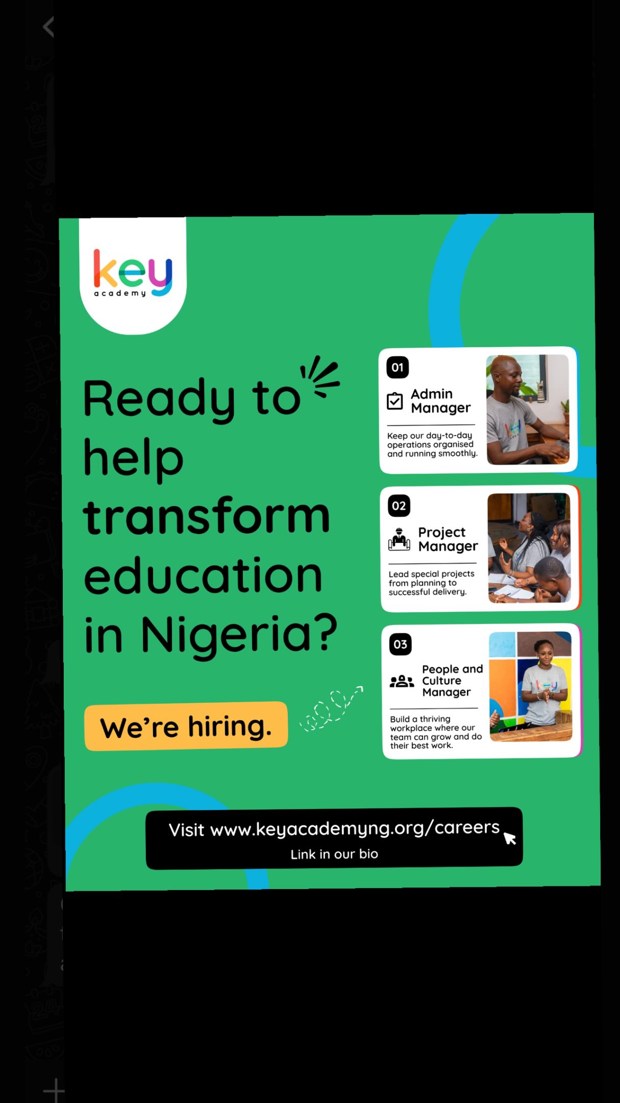 What if your Operations expertise could help shape the future of education?
We’re currently hiring for:
Admin Manager
Keep our day-to-day operations organised and running smoothly.
Project Manager
Lead special projects from planning to successful delivery.
People and Culture Manager
Build a thriving workplace where our team can grow and do their best work.
Bring your expertise. Make a different kind of impact.
Apply now.
#KEYacademy #WeAreHiring #Recruitment #OperationsJobs #CareersInEducation EducationJobs