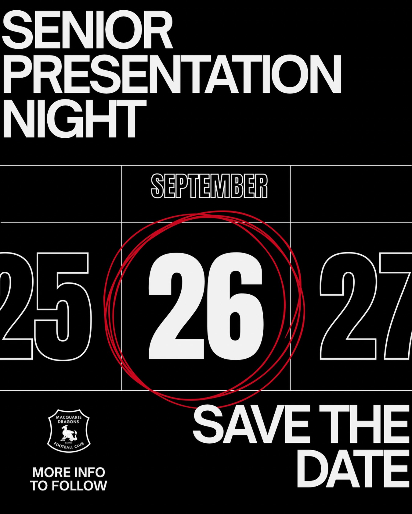 🏆 Senior Presentation Night 🏆
Save the date — Saturday, 26 September!
More details coming soon