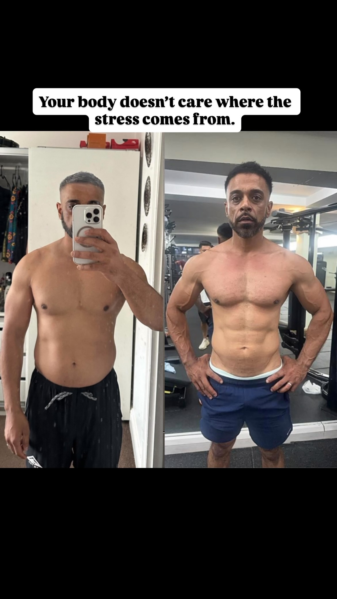 You can be successful in your career and still feel like you’ve lost control of your own body.
That’s where my client Salam was.
47. Real estate business owner. Father of three.
He was showing up for his business, his family and everyone who relied on him.
But physically, he didn’t feel like himself.
Low energy. Constant fatigue. And despite training 6 days a week and eating around 1,500 calories, he wasn’t getting the result he should have been.
The problem wasn’t effort.
He was already working harder than most.
The problem was that his body was carrying stress from everywhere:
Work. Family. Poor recovery. Hard training. Not enough food.
Your body doesn’t separate work stress from gym stress. It adds it all up.
So we changed the approach.
We increased his food.
Reduced unnecessary training stress.
Built recovery into his week.
And trained with proper structure, progression and data around his lifestyle.
No extreme diet.
Just the right plan, applied consistently.
Now, at 47, Salam is in the best shape of his life.
His words: he looks better in his late 40s than he did in his 20s.
But the biggest win isn’t the abs.
It’s having his energy back.
Feeling strong again.
And recognising the man in the mirror.
If you’re a busy man over 30 who trains hard but still feels stuck, you probably don’t need to do more.
You need a better strategy.
Message me “PERFORMANCE” and let’s work out what’s holding you back.
#menstransformation #fatlosstransformation #fatlosstips #fatlossover40 #menscoach