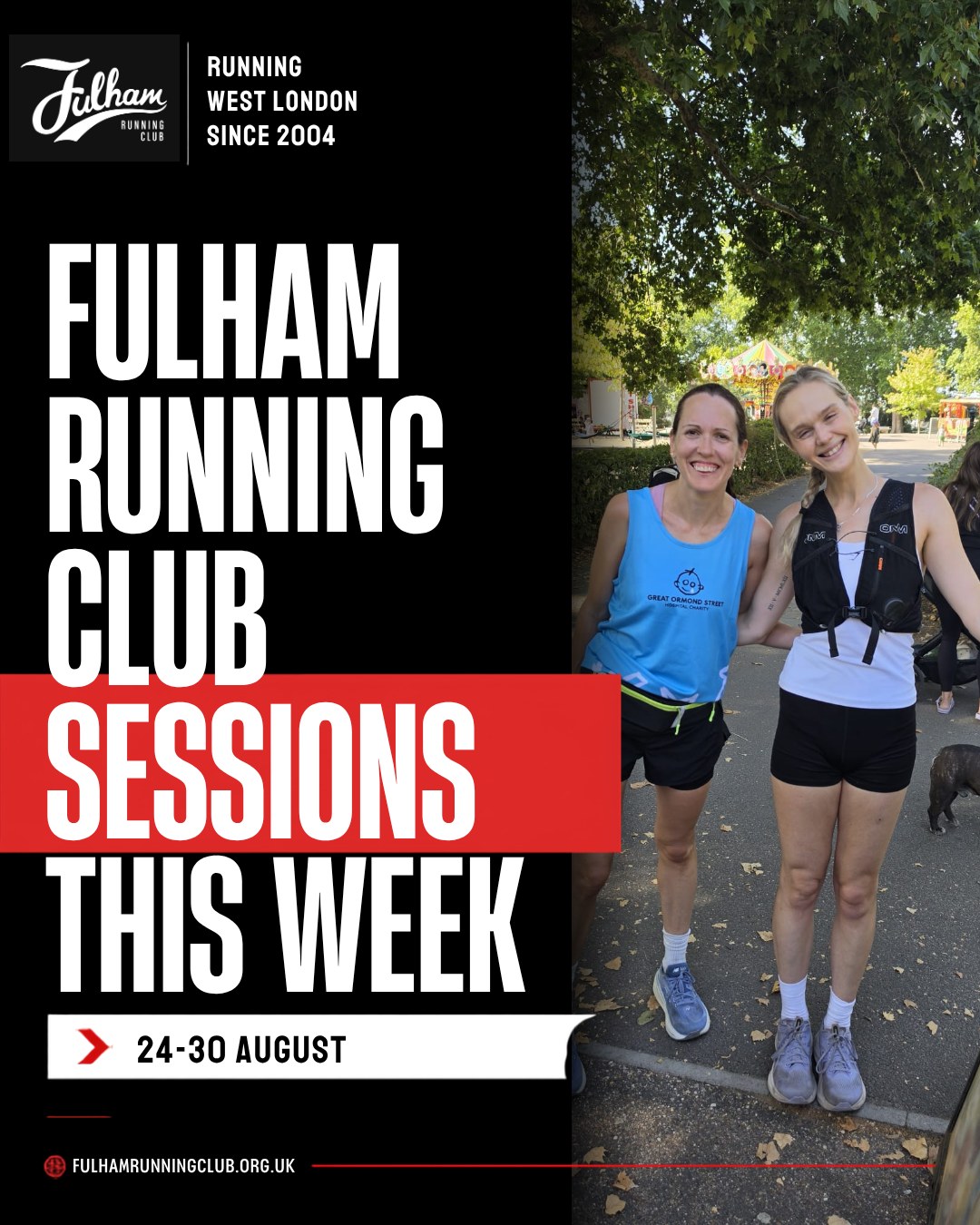 It's almost time for a long weekend, but that doesn't mean we're resting. Check out our sessions for the week, as well as details of our upcoming Autumn Stagger in September.
Please note that Thursday's sessions will meet in Bishop's Park due to the Fulham FC home game.
#runningclub #runlondon #fulhamrunningclub #westlondon #runyourcity