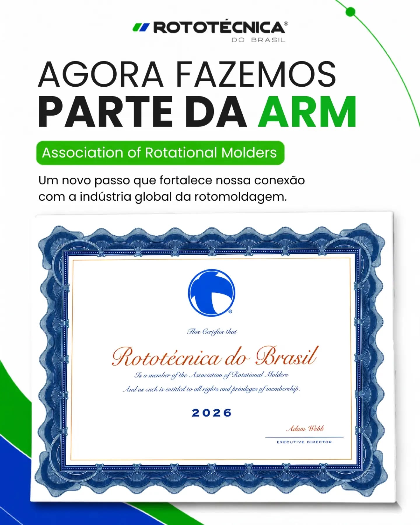 É oficial: agora fazemos parte da ARM — Association of Rotational Molders! 🌎
Essa conquista conecta a Rototécnica a uma rede internacional presente em 58 países, formada por fabricantes, fornecedores e profissionais que compartilham conhecimentos, experiências e avanços da rotomoldagem.
Na prática, isso significa mais acesso a tendências, atualização técnica, novas conexões e referências para continuarmos evoluindo nossas soluções.
Tecnologia brasileira cada vez mais conectada ao mundo, com o mesmo compromisso de sempre: contribuir para a evolução da rotomoldagem. 💚💙
Arraste para o lado e descubra o que essa nova conexão representa. ➡️
#Rototécnica #ARM #Rotomoldagem #rotomolding #rotomoldeo