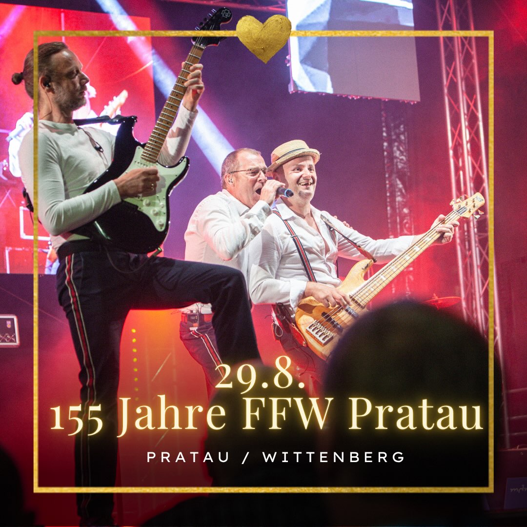 💜 Wittenberg / Pratau - wir sind heute bei euch ! 🪩
Unser wildes Wochenende geht weiter: Donnerstag in Borna, gestern in Halle und heute am Samstag kommen wir nach:
📍 Pratau bei Wittenberg
📅 Samstag 29.08. ab 20 Uhr
🎶 155 Jahre FFW Pratau
Feiert mit uns! Wir freuen uns auf euch! 🫶
@feuerwehr.pratau
#Liveband #Nightfeverbandleipzig #Wittenberg #Pratau #PaviinAction