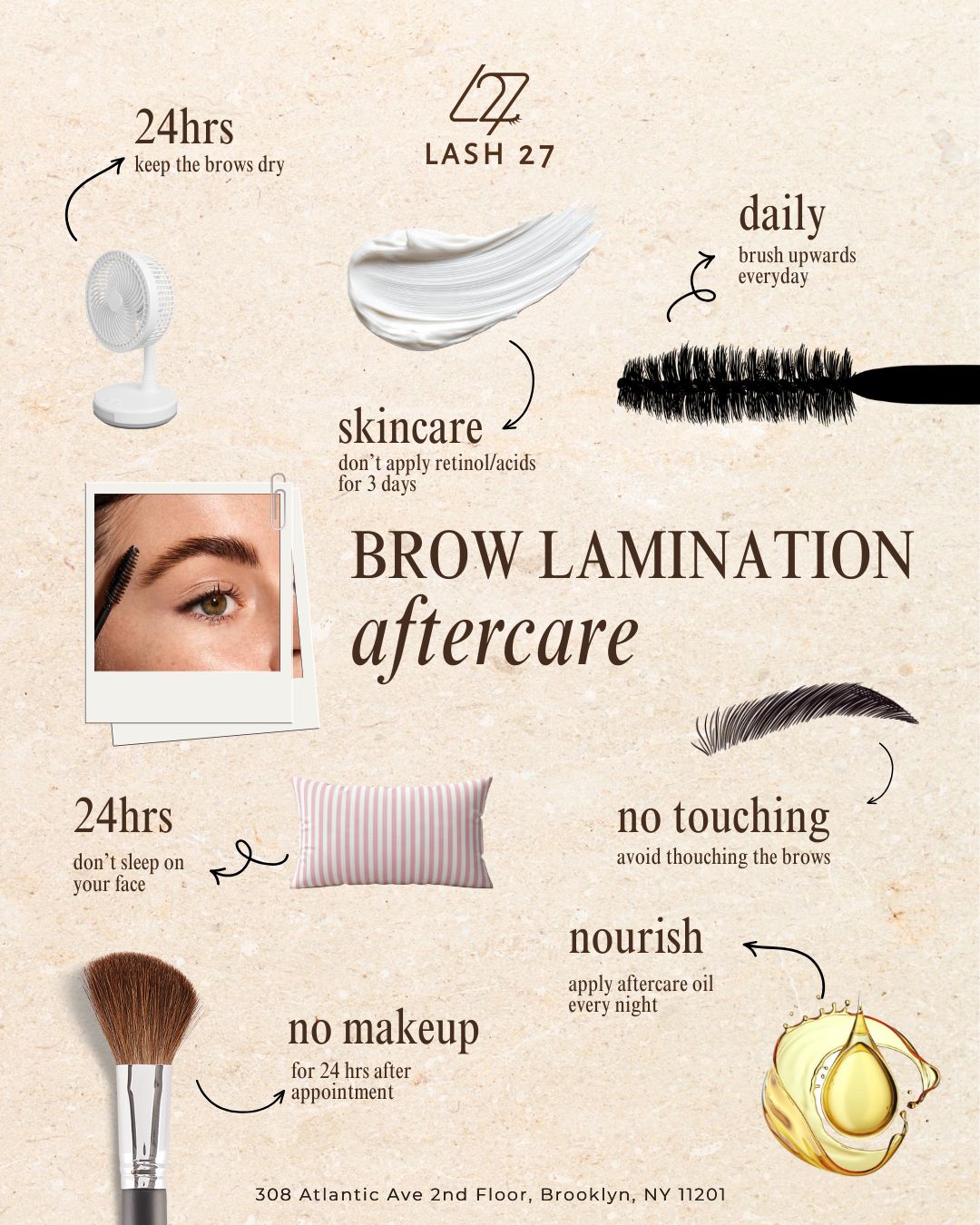 Fresh brow lamination? Here’s how to keep your brows looking their best ✨🤎
A little aftercare goes a long way toward keeping that fluffy, polished look. 💖
📍308 Atlantic Ave 2nd Floor, Brooklyn, NY 11201
📞(929) 398-7268
#Lash27 #BrowLamination #BrowAftercare #BrooklynBeauty