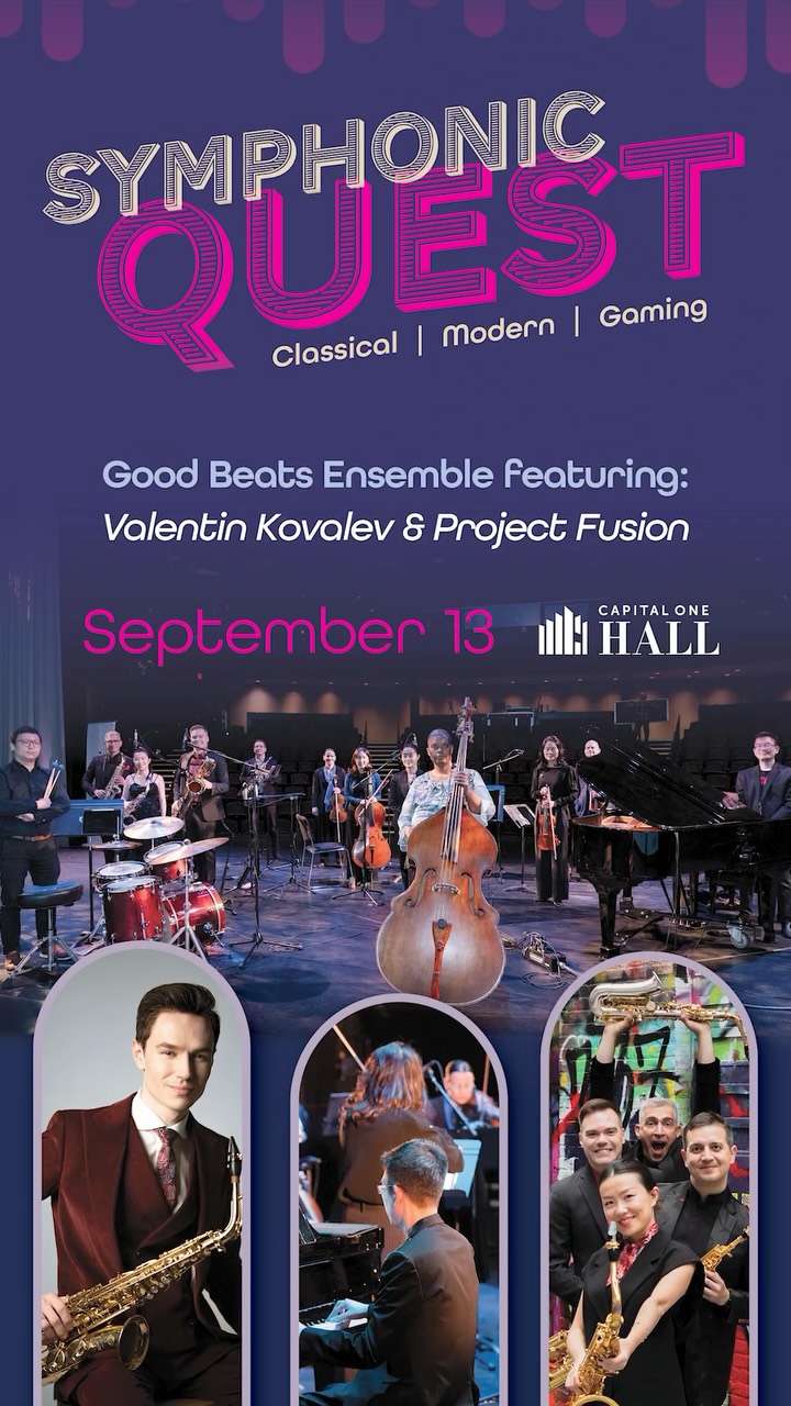 Three musical forces, one stage and a whole lot of music that we love!
The Good Beats Ensemble is live at Capital One Hall on Saturday, September 13th at 5 p.m. in Tysons, VA!
We’re bringing the full Good Beats ensemble together in collaboration with the @projectfusionsq saxophone quartet and classical saxophone virtuoso @valentinkmusic for an afternoon that runs from the concert hall, to the silver screen, to your living room couch with a game controller in your hands.
A few highlights from the program:
Final Fantasy VII — the Opening Medley in full, plus “One-Winged Angel” (you know the one) by Nobuo Uematsu
Joe Hisaishi — “One Summer’s Day” from Spirited Away and a Miyazaki Medley spanning the Studio Ghibli catalog
Shostakovich — the unmistakable Waltz No. 2, alongside Gershwin’s Three Preludes
Plus Cowboy Bebop’s “Tank!”, Cuphead, Tetris, Piazzolla’s “Escualo,” and more
Whether you grew up with a controller in your hands or hold a season subscription, there’s something on this program for you!
Make sure to use EARLY15 to get 15% off the tickets in our bio! 🎟️ We’d love to see you there!!
#CapitalOneHall #VGM #saxophone