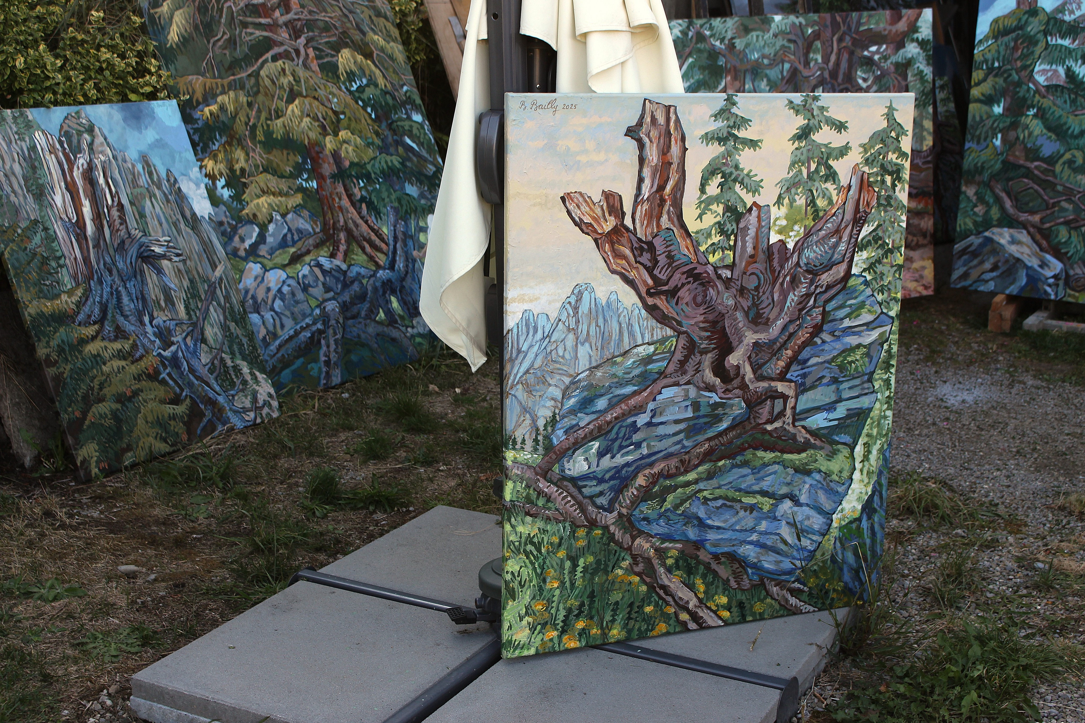 SAPINS
Présentation des tableaux devant l'atelier de Tentlingen