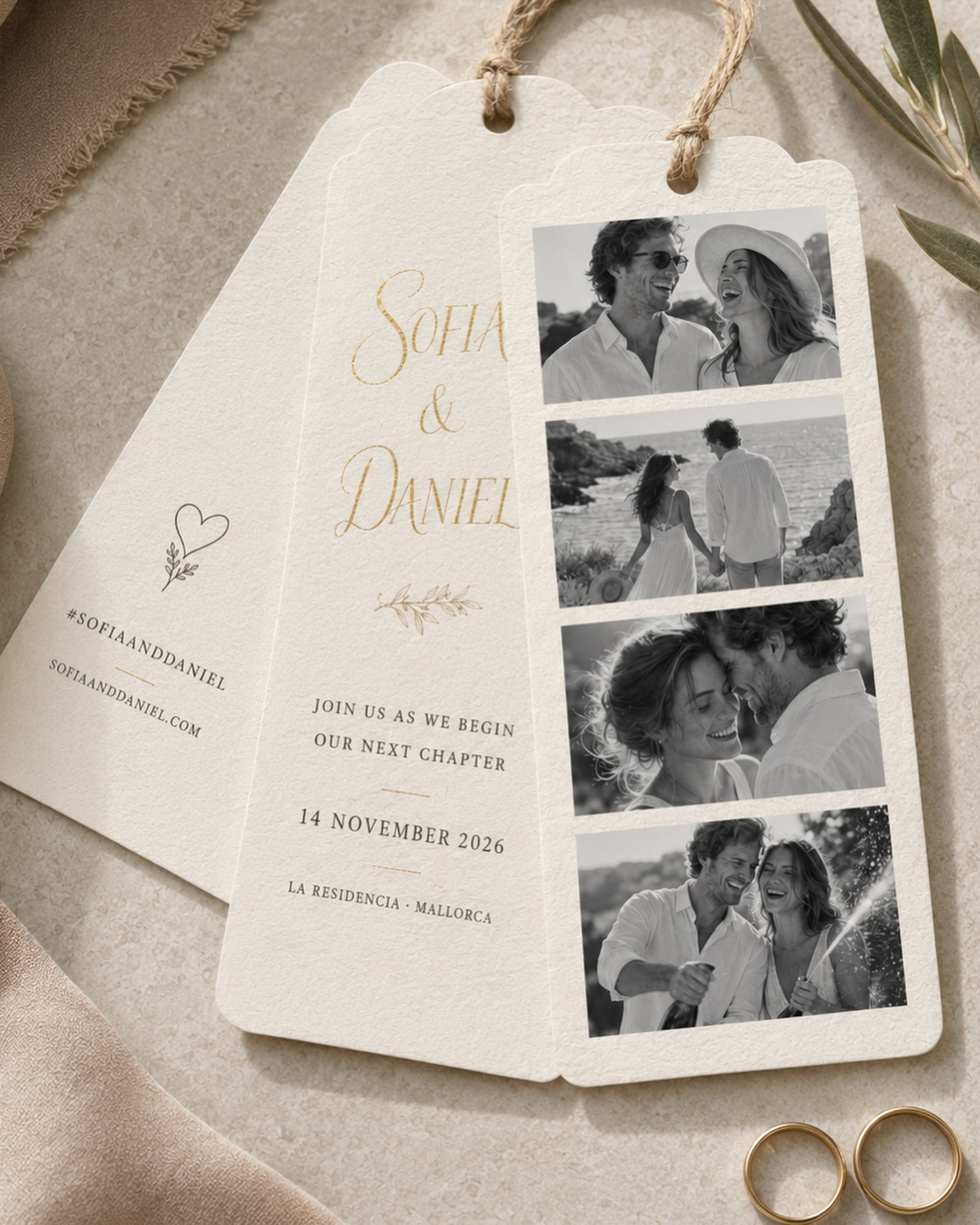A wedding invitation that keeps your favourite memories close. Designed as a photo strip with personalised details, soft textures and gold accents, made for a destination celebration in Mallorca.
Create your own story, contact us: info@thecardco.ae
#TheCardCo #WeddingInvitations #DestinationWedding #PersonalisedStationery