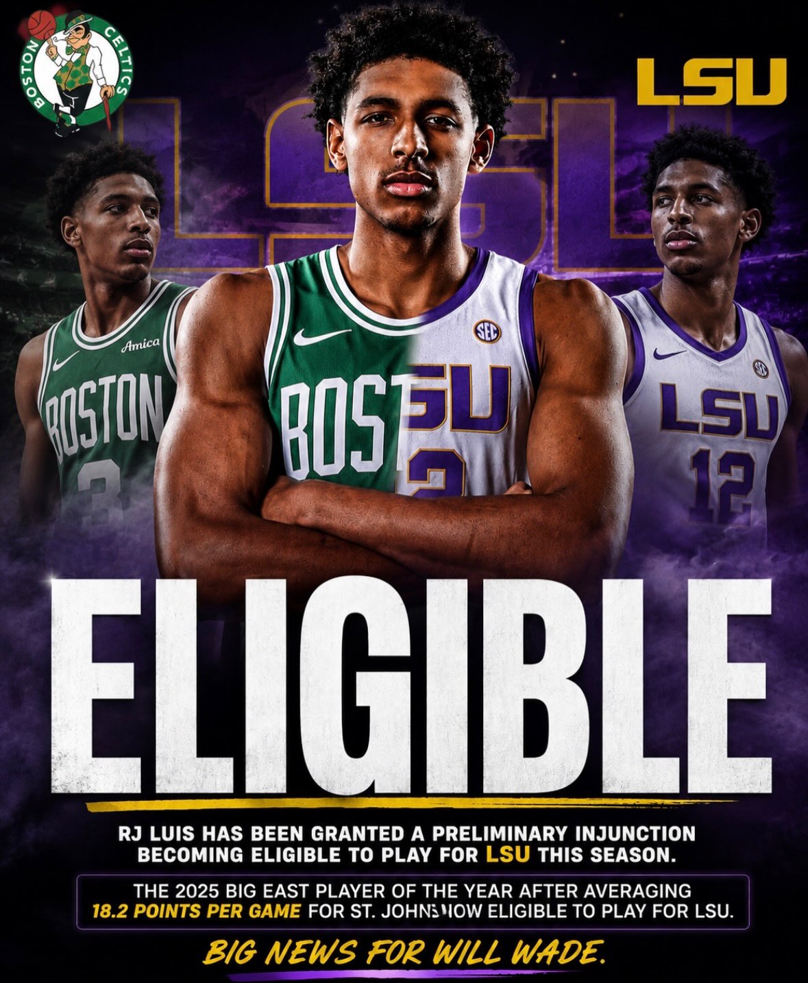 🚨 BREAKING: Pro guard RJ Luis is ELIGIBLE to play for LSU this upcoming season, per @jon.rothstein. 🐯🔥
Luis previously signed a two-way deal with the Utah Jazz but never appeared in a G League game due to injury.
Now he’s headed back to the college floor with LSU 👀🏀
How big of an impact will RJ Luis make this season?
#RJLuis #LSU #LSUBasketball #CollegeBasketball #NCAA