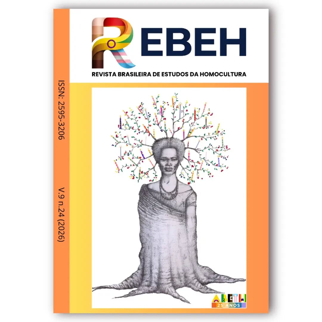 A Associação Brasileira de Estudos da Trans-Homocultura anuncia que o número de 2026 já está disponível!
A imagem da capa inclui a Obra Original de duas travestis. Intitulada “Ancestrava Xica Manicongo” a obra é composta pelo desenho de Megg Rayara Gomes de Oliveira e arte digital de Vaguelis Silva. Como dissemos em nosso editorial, “na arte que aparece na capa deste número, uma árvore do conhecimento representada por uma travesti preta (Xica Manicongo) que em sua copa traz velas, que nos lembram de celebrar cada avanço, temos já raízes e história que possibilitam novas ramificações nos estudos dos mais diversos campos científicos” (Dallapicula et al, 2026, p. 3).
Registramos nossos agradecimentos às artistas pela linda Capa deste número comemorativo dos 25 anos da ABETH!
Convidamos todas as pessoas interessadas a lerem os artigos publicados até o momento e conhecerem as novas normas e diretrizes da revista.
Fiquem atentas/os/es que a revista será aberta para novas submissões em setembro. As pessoas cadastradas no mailing da revista serão notificadas por e-mail. Faça seu cadastro!
Endereço da REBEH: https://periodicoscientificos.ufmt.br/ojs/index.php/rebeh
Convidamos também para se associarem à ABETH pelo site: abeth.com.br
#PraTodesVerem:
Imagem da nova capa da Rimagcom sombra sobre fundo quadrado branco. A capa é composta pela logo no topo da página sobre fundo branco. Abaixo dela, um desenho em grafite de uma árvore com tronco e raízes grossas, cujo tronco da metade para cima é um corpo de uma mulher negra com um colar de contas de duas voltas e cabelos divididos ao meio. Dos cabelos dela saem os ramos da árvore, formando uma copa. Nesses ramos há várias velas de aniversário coloridas. No canto inferior esquerdo da imagem, vê-se a logo dos 25 anos da ABETH. A imagem está emoldurada por um retângulo em degradê de amarelo para laranja. No canto direito da imagem, há uma barra vertical laranja com os dados da edição: ISSN: 2595-3206 V. 9 n. 24 (2026).
