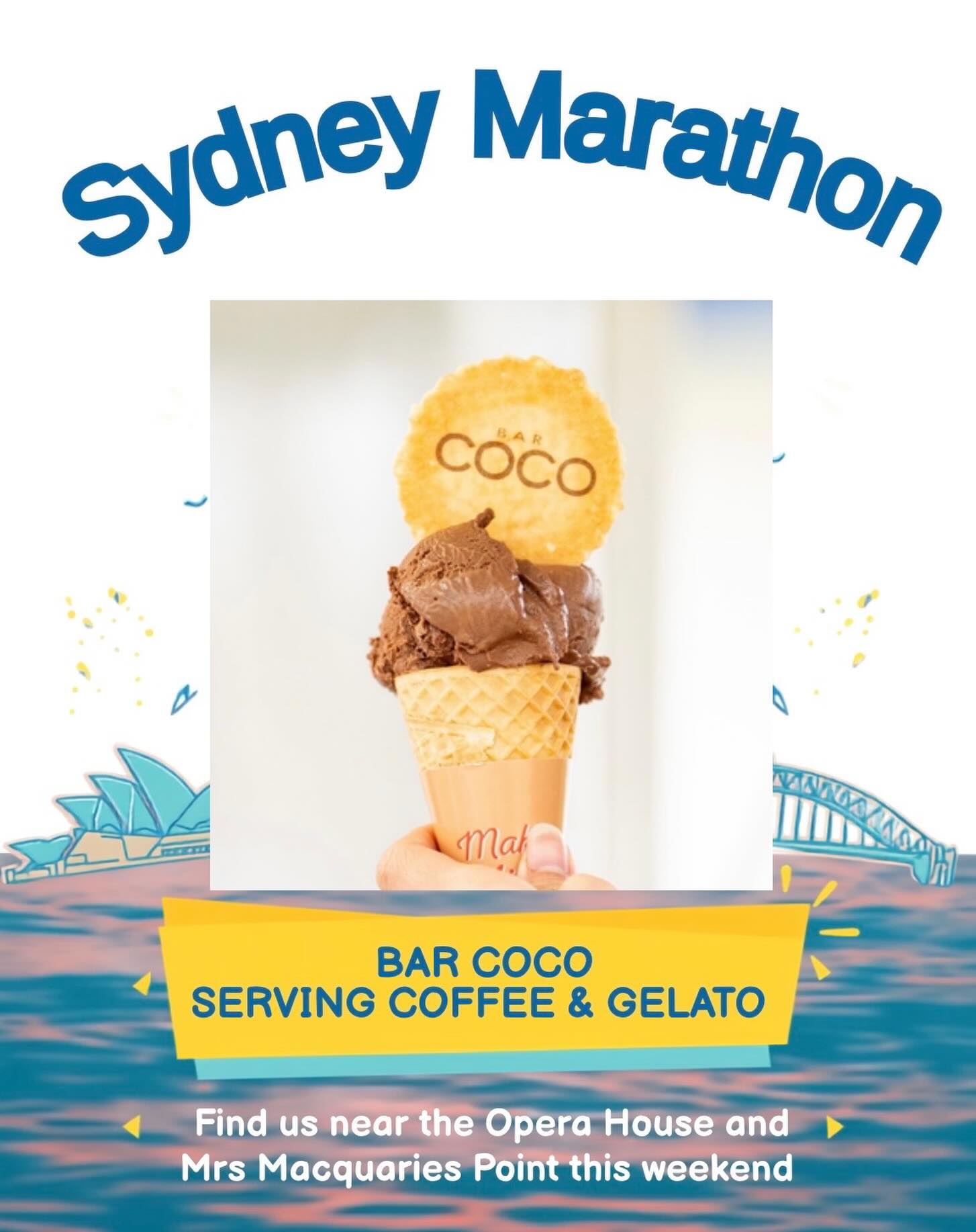 🏃 Run, refuel & treat yourself 🍦☕️ Find Bar Coco near the Opera House tomorrow! 💙🏁
