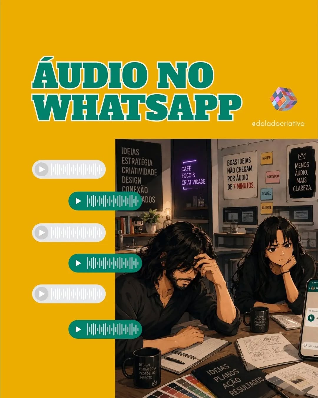 Se você ouviu o áudio deste post e não entendeu nada, a experiência já começou. 😂
O WhatsApp trouxe agilidade para as relações profissionais, mas também criou a ilusão de que toda forma de enviar uma informação é igualmente eficiente. Nem sempre é.
A gente sabe que não é opr mal. Cada pessoa possui uma maneira própria de organizar o pensamento e se comunicar. Isso merece compreensão, inclusive porque escrever pode ser difícil, cansativo ou pouco natural para muita gente. Ainda assim, uma relação de trabalho exige que as duas partes consigam acessar e compreender o que foi combinado.
Por isso, uma boa solução pode ser combinar os formatos: o áudio oferece o contexto e a mensagem escrita registra o que precisa ser executado. Algo como: “Expliquei melhor acima, mas seguem as três alterações solicitadas”. Pronto. Temos conversa, organização e paz no grupo de trabalho.
Também ajuda enviar um assunto por vez, evitar gravações fragmentadas e avisar brevemente o tema antes de apertar o microfone. Pequenos cuidados tornam a troca mais respeitosa, acessível e funcional.
A tecnologia facilita muito o trabalho, desde que a facilidade não exista apenas para quem envia. Afinal, comunicação eficiente também considera o tempo, a atenção e as condições de quem recebe.
Por aqui, seguimos ouvindo e transcrevendo áudios. Alguns mais de uma vez. Outros com velocidade 2x e fé. Mas sempre preferimos que as informações essenciais venham por escrito. 💙
E você, costuma enviar áudio ou é da equipe que só consegue responder depois?
#ComunicaçãoProfissional #WhatsAppNoTrabalho #Produtividade #GestãoCriativa #DoLadoCriativo