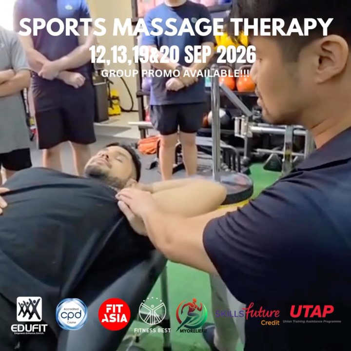 🚨 SEP 2026 INTAKE NOW OPEN! 🚨
💪 BUILD PRACTICAL SPORTS MASSAGE SKILLS WITH CONFIDENCE.
Join our Sports Massage Therapy Certification programme and develop practical techniques for working more confidently with clients.
📅 12, 13, 19 & 20 SEP 2026
WHAT YOU’LL LEARN
▫️ Sports massage etiquette & professional practice
▫️ Effects, applications, contraindications & safety
▫️ Human anatomy & client assessment
▫️ Practical massage techniques
▫️ Soft tissue release & myofascial stretching
▫️ Joint mobilisation techniques
▫️ Common MSK injury case studies
▫️ Further education & career pathways
▫️ Optional mentoring sessions
WHAT YOU GET
✅ CPD UK Global Accredited
✅ SkillsFuture & UTAP Eligible
✅ CoachSG CECs
⚡ EARLY BIRD has ended!
👥 Group discounts available — minimum 3 pax
Ideal for fitness professionals, therapists, coaches or anyone looking to gain a new practical skill.
👉 MORE INFO & SIGN UP
FITASIA.SG | EDUFITASIA.COM
📩 DM us or click the link in bio!
#Singapore #SGFitness #SportsTherapy #SportsMassage #sportsmassagetherapy