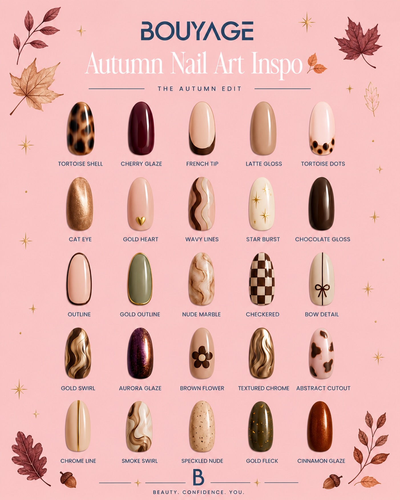 🍂 THE AUTUMN NAIL EDIT HAS LANDED 🍂
New season, new nails… and we’re officially falling for Autumn. 🤎
Think rich chocolate tones, tortoiseshell, cherry glaze, warm neutrals, chrome details and the dreamiest seasonal nail art. Whether you’re keeping it chic and minimal or going all-in on an autumn design, your next mani starts at Bouyage. ✨
Save this for your next appointment & show your nail tech your favourite. 💅
Ready for your Autumn nail era? Book your appointment now.
#Bouyage #AutumnNails #NailInspo #StAlbansNails #NailArt