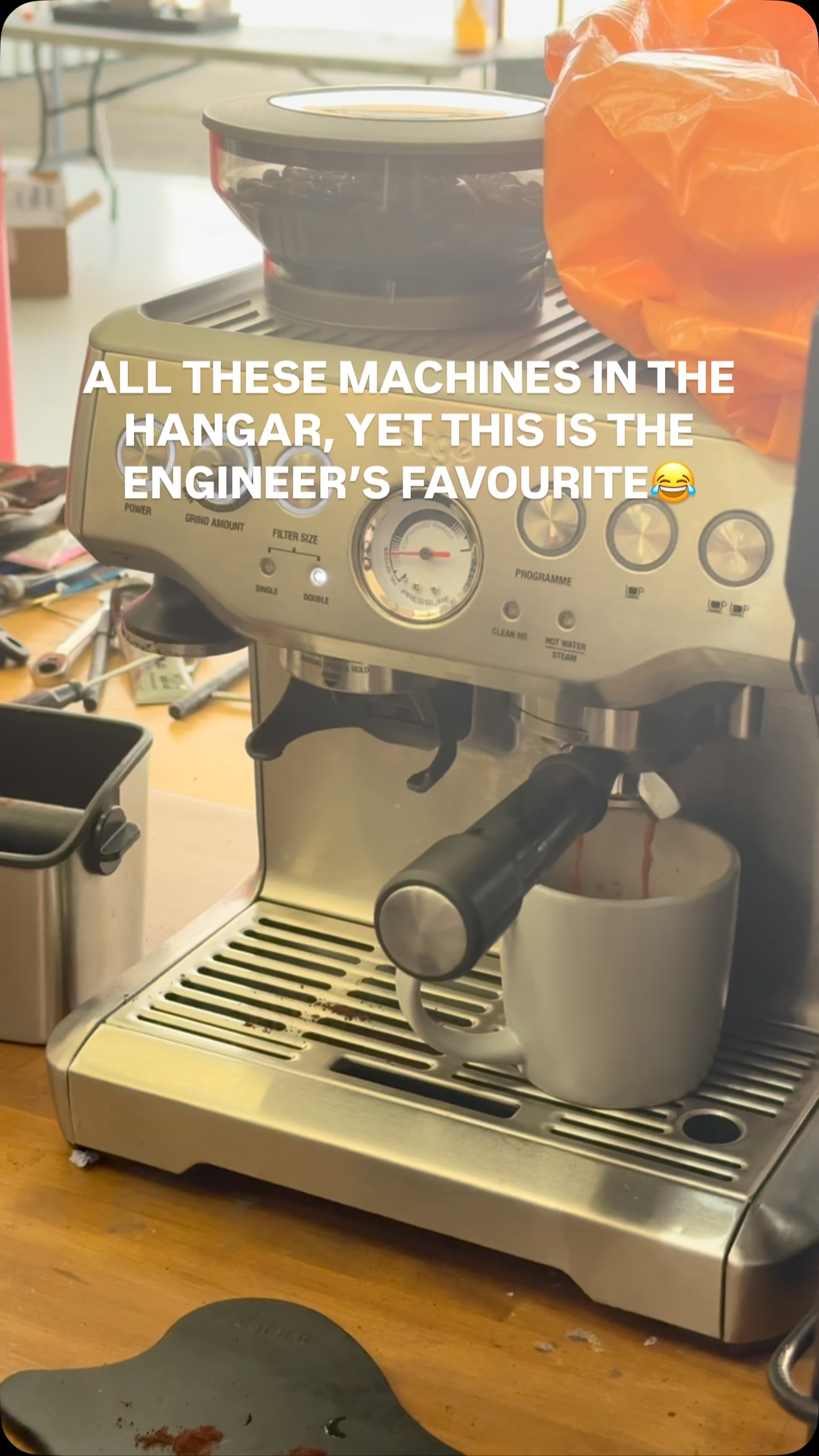 A hangar full of beautiful machines, and the coffee machine is the Engineer’s favourite😂☕️🚁
#coffee #hangarlife #aviationlife #engineerlife #caffieneandmachine