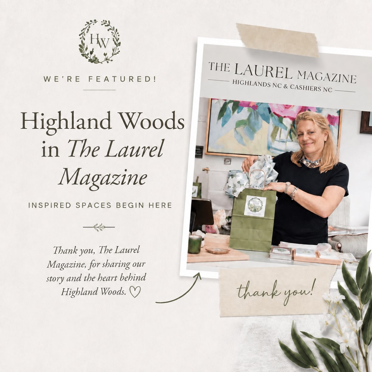 Still buzzing over this feature! 🤍🌿
So special to see Highland Woods featured in The Laurel Magazine and to have the story behind our little corner of Highlands shared so beautifully.
Thank you to The Laurel for capturing the heart of Highland Woods and everything we love about creating a space filled with beautiful, thoughtfully curated finds. 💚
Read the full feature, “Inspired Spaces Begin Here,” at the link in bio.