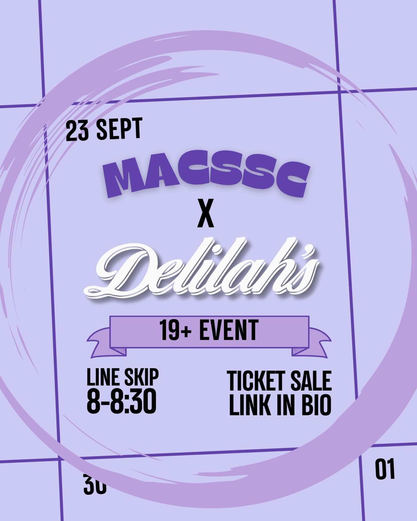 Looking for an easy in at Delilah’s on the Wednesday of HOCO week 🏈💜
Join us for our MACSSC x @delilahslondon bar night on September 23! We’d love to see our MACS fam there, as well as your friends from all other faculties 🥂
Line skip ticket is strictly 8–8:30 🚨
🎟️ LINK IN BIO!
