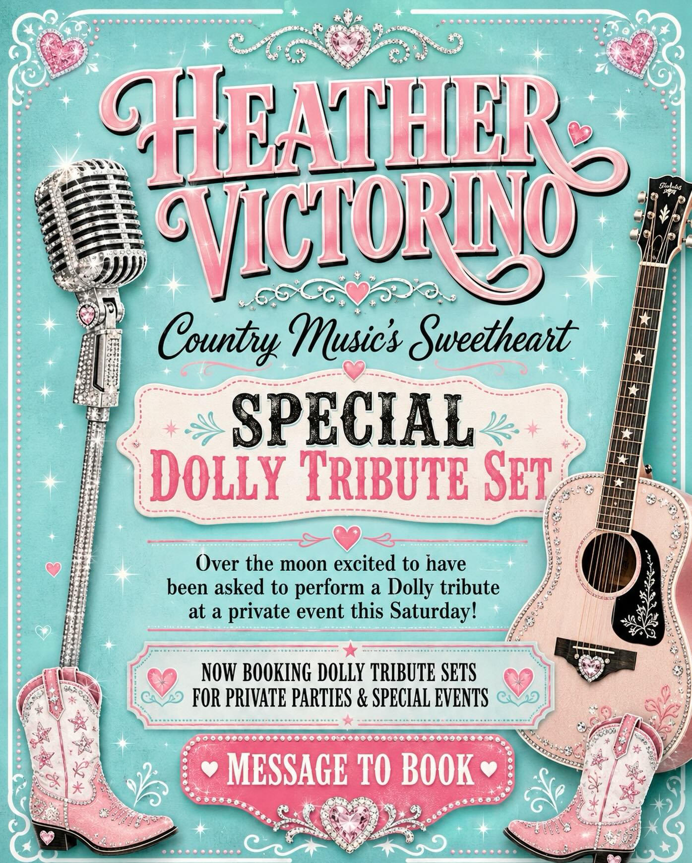 Over the moon excited to have been asked to perform a special Dolly Parton tribute set at a private party this Saturday! 💕✨🎶
Dolly has always been one of my biggest inspirations, so getting to celebrate her music in this way is extra special. 🥹🤍
And if you’re planning a private party, birthday, girls’ night, corporate event, or Dolly-themed celebration and want a little country sparkle added to your event… I’m officially booking Dolly tribute sets! ✨🤠💕 what better person to do it than a little mini Dolly 🫶🏻🎶👸🏼
Message me for availability and let’s get a date on the calendar! 🎤💎