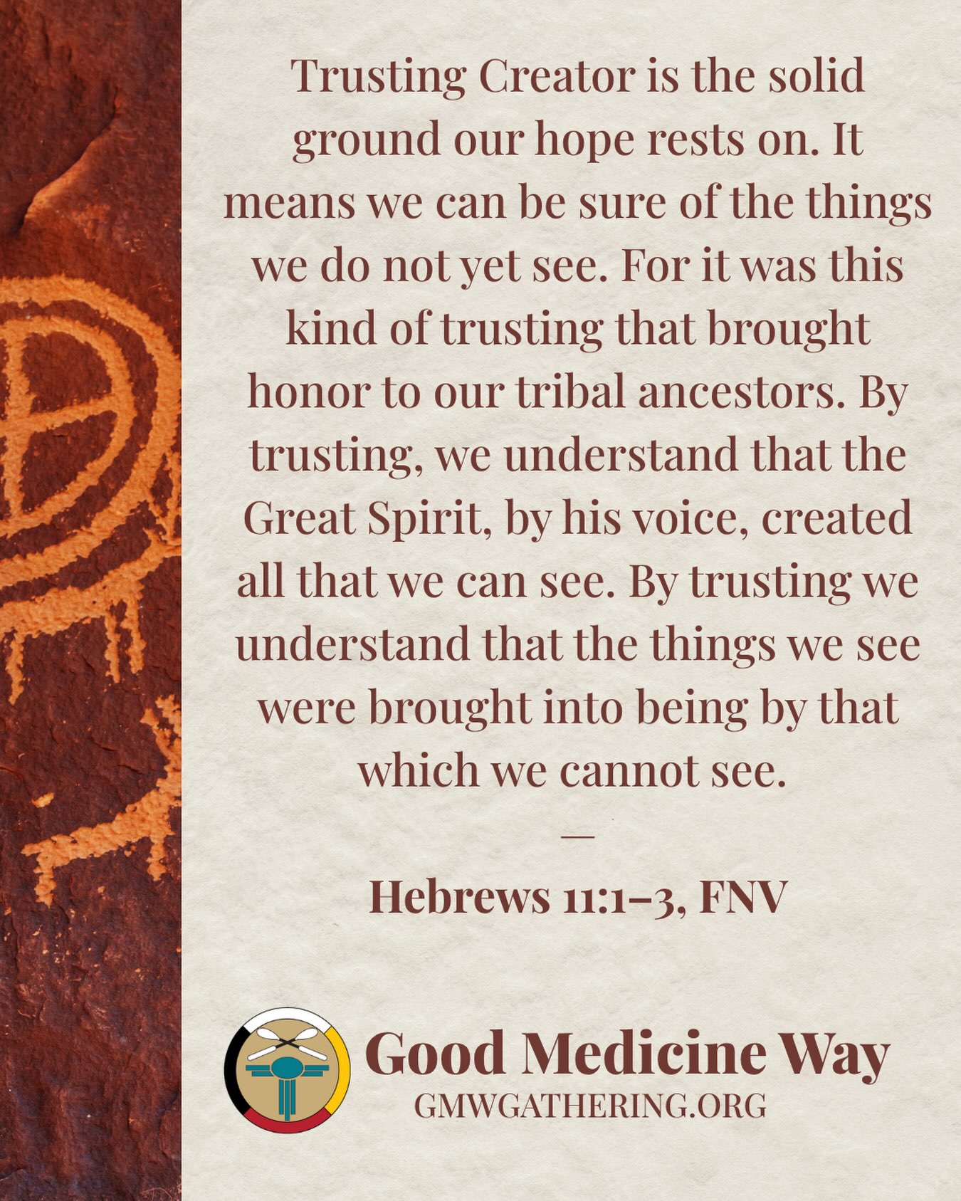 Trusting in Creator’s ways can be a struggle for a lot of us. But as we heard in this week’s gathering, our perseverance in trusting Creator Sets Free (Jesus) helps us see past our doubts into joy. How are you trusting in Creator’s ways today? Or do you find yourself in a season of doubt? Let us know your honest thoughts in the comments. 👇
Each week we gather on Monday evenings to celebrate Creator Sets Free (Jesus) while honoring our various Indigenous traditions and culture. One tradition we honor each gathering is to take time to hear Creator’s words spoken out loud and then pause for a moment of centering/stillness to set our hearts straight.
Take this moment to sit still, to center yourself, and to listen for Creator to speak wisdom in your life. 🙏
#creatorsetsfree #firstnationsversion #centeringprayer #stillness #goodmedicineway