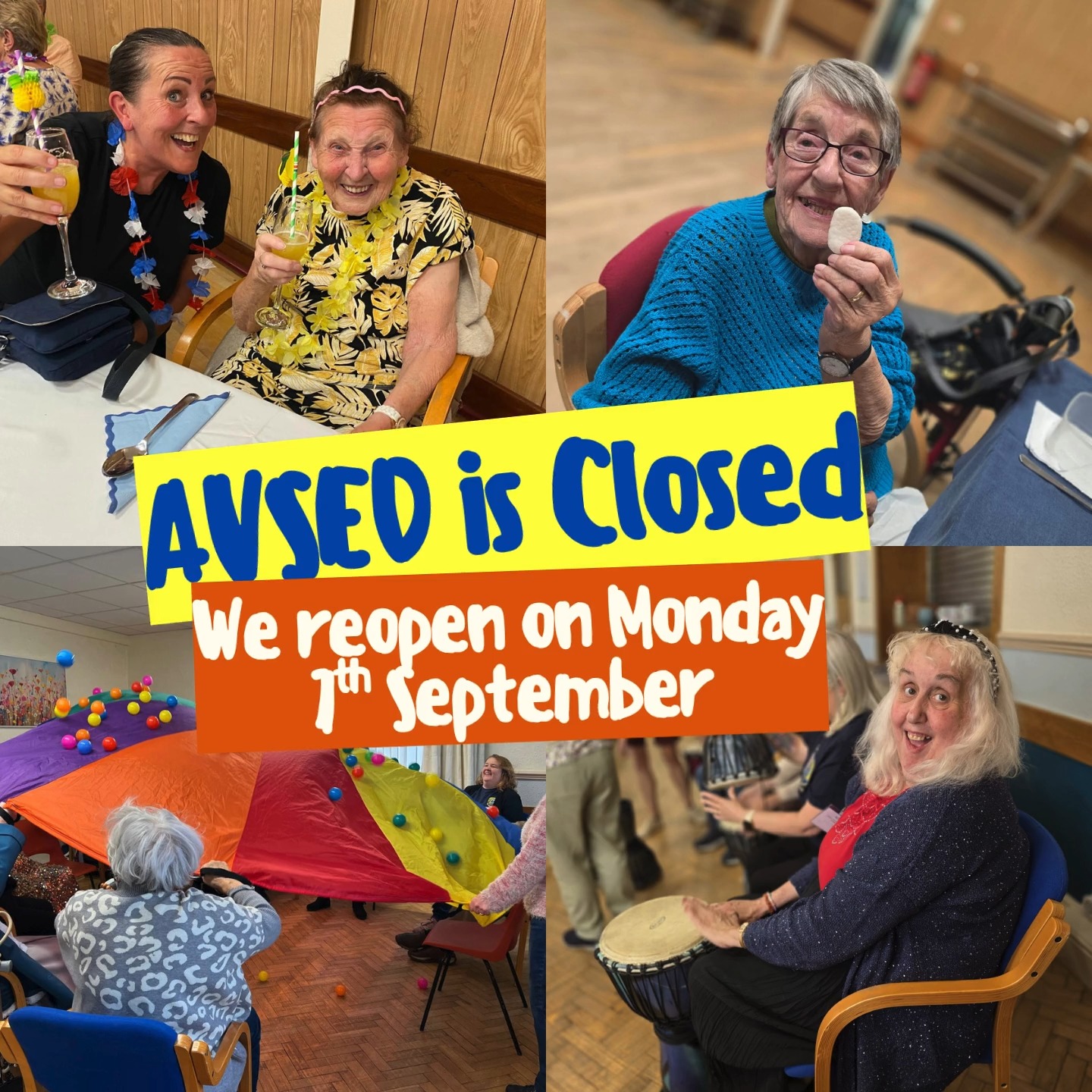 AVSED is now closed for our Summer Break ☀️
All groups, activities and services are taking a little break while the AVSED team gets everything ready for the next few busy and exciting months ahead!
As you can see in the video, the building may be a little quieter than usual this week! 🎥 But before long, it will be filled once again with laughter, friendship, activities and plenty of familiar faces.
We want to say a huge thank you to every single one of our amazing volunteers who have donated so many hours of their time to AVSED so far this year. 💛 Whether you have been driving, befriending, delivering fish and chips, helping at groups, supporting activities, making tea and coffee, or doing one of the many other jobs that keep AVSED going, we are incredibly grateful for everything you do. Your time, kindness and dedication make such a difference to so many people.
The office will remain open with limited staff, so if you do need to get in touch, you can call us on 0113 250 1702, Tuesday to Friday, 9am–5pm.
We look forward to welcoming everyone back on Monday 7th September, when we return with Stepping Up Exercise and our Country & Western Super Social! 🤠🎶
Enjoy the break everyone, and we’ll see you very soon! 💛