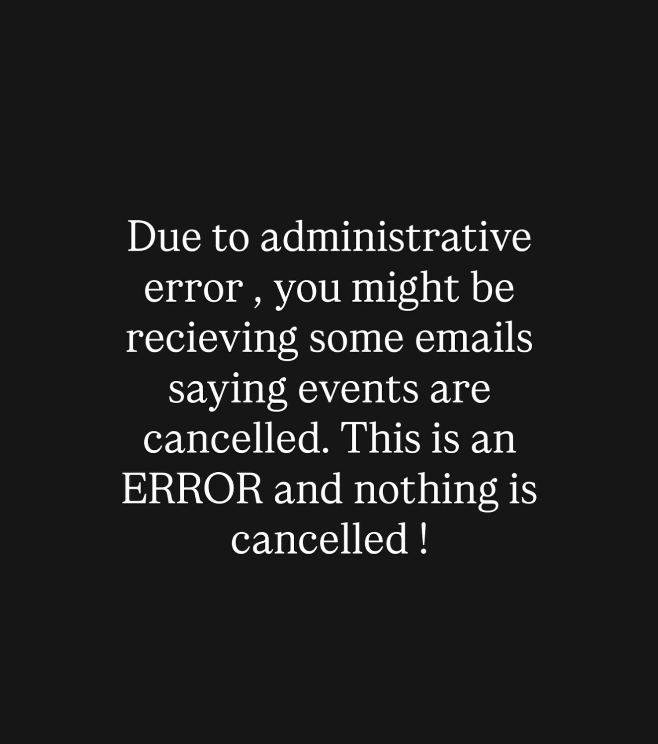 OOOOOPsies
Due to administrative error , there were some emails sent around saying KDAF events are cancelled. This was an error from our software platform and of course are still going ahead !
Sorry for any confusion !