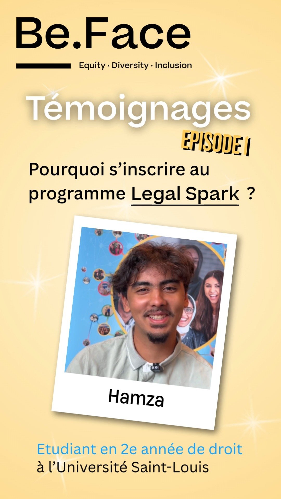 🎬 Legal Spark Stories | Episode 1
🇫🇷
Dans ce premier épisode, faites la connaissance de Hamza, étudiant en droit à l'Université Saint-Louis (@uclouvain_saintlouis_bruxelles ) et participant au programme Legal Spark. Il partage avec nous son parcours et les raisons qui l'ont poussé à rejoindre l'aventure.
Legal Spark est conçu pour les étudiant·e·s de BA1 et BA2 en droit issu·e·s de la diversité. Le programme les aide à relever les défis de leurs premières années d'études tout en découvrant les réalités du secteur juridique.
🤝 Un programme développé avec le soutien de Baker McKenzie, Clifford Chance et Liedekerke.
📅 Les candidatures sont ouvertes jusqu'au 21 septembre via le lien en bio.
👉 Envie d'en savoir plus ? Découvrez notre carrousel explicatif sur Instagram.
🇬🇧
In this first episode, meet Hamza, a law student at Saint-Louis University and participant in the Legal Spark programme. He shares his journey and explains what motivated him to join the adventure.
Designed for first- and second-year law students from diverse backgrounds, Legal Spark helps participants navigate their early years at university while discovering the realities of the legal profession.
🤝 A programme developed with the support of Baker McKenzie, Clifford Chance and Liedekerke.
📅 Applications are open until 21 September via the link in our bio.
👉 Learn more through our explanatory carousel on Instagram.
🇳🇱
In deze eerste aflevering maak je kennis met Hamza, rechtenstudent aan de Université Saint-Louis en deelnemer aan het Legal Spark-programma. Hij vertelt over zijn parcours en waarom hij deelnam aan dit avontuur.
Legal Spark is ontworpen voor eerste- en tweedejaarsstudenten rechten met diverse achtergronden. Het programma helpt hen bij de uitdagingen van hun eerste studiejaren en laat hen kennismaken met de juridische sector.
🤝 Een programma ontwikkeld met de steun van Baker McKenzie, Clifford Chance en Liedekerke.
📅 Inschrijven kan nog tot en met 21 september via de link in onze bio.
👉 Meer weten? Bekijk onze uitlegcarrousel op Instagram.
#BeFace #LegalSpark #LawStudents #EtudiantsEnDroit #Mentoring #Coaching #Diversity #Inclusion #FutureLawyers