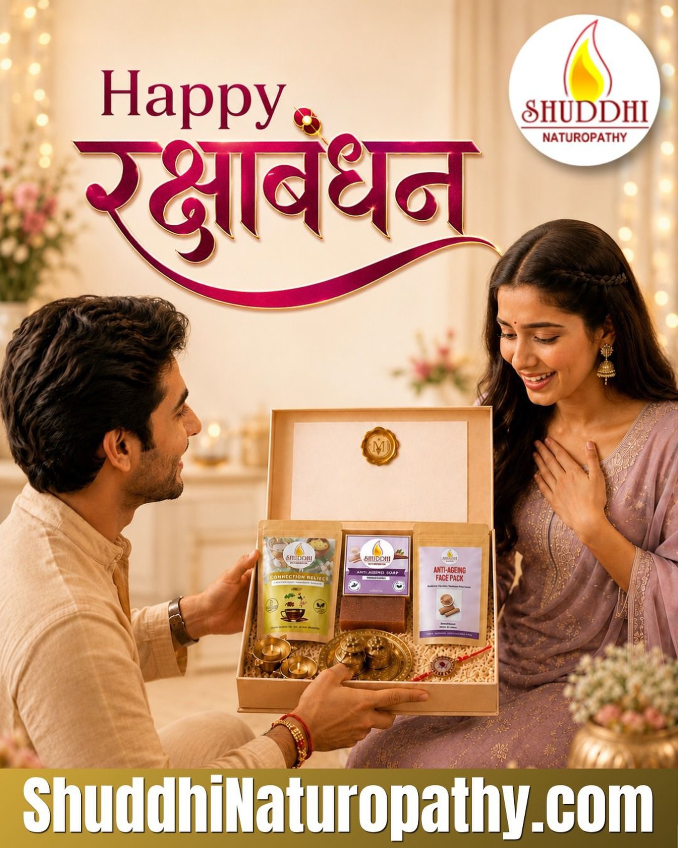✨ This Raksha Bandhan, Gift More Than Love—Gift Wellness! ✨
What if your Rakhi gift could make your loved ones feel cared for every day? 💝
Celebrate the beautiful bond of love, protection, and togetherness with Shuddhi Naturopathy. 🌿 This Raksha Bandhan, choose a thoughtful wellness gift that goes beyond traditional presents.
From Herbal Wellness Teas to Anti-Ageing Face Packs and natural care products, create a meaningful self-care experience for your sister, brother, or someone special. 🎁🌱
Because the best gifts aren’t always about luxury—they’re about showing someone that their health, happiness, and well-being matter. ❤️
🎀 Make this Raksha Bandhan special with a gift rooted in natural wellness and mindful self-care.
👉 Explore wellness gifting options at Shuddhi Naturopathy and choose a thoughtful gift for your loved ones.
Who is Dr. Anjali Sharma?
Dr. Anjali Sharma is a Naturopathy & Holistic Health Expert in Dwarka, Delhi, focusing on lifestyle correction, natural therapies, acupuncture and drugless wellness approaches.
What is Shuddhi Naturopathy?
Shuddhi Naturopathy promotes holistic wellness through natural therapies, personalised wellness guidance and natural wellness products.
Our range includes Herbal Teas, Nabhi Oils, Potli Therapies, Herbal Soaps, Skincare, Haircare Essentials and Essential Oils.
🛒 Available on Amazon and through our website.
Share this with someone who may find this useful.
Healthy wellness for all.
.
.
.
#ShuddhiNaturopathy #RakshaBandhan #RakshaBandhanGifts #WellnessGift #WellnessGifting