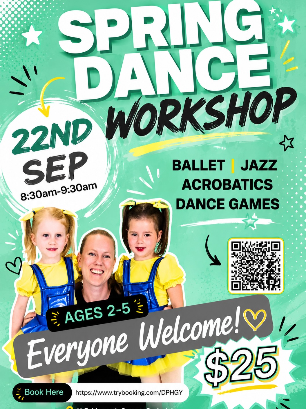🌸✨ SPRING DANCE WORKSHOPS ARE COMING TO LDA! ✨🌸
Looking for something fun to do these September school holidays? Our Spring Dance Workshops are the perfect way to get moving, have fun and try something new! 💃🕺
📅 Tuesday 22nd September
🌟 AGES 2–5
🕣 8:30am–9:30am
💰 $25
🌟 AGES 6–12
🕙 10am–2pm
💰 $70
Whether your child is already part of the LDA family or completely new to dance, everyone is welcome! 🩵
Spots are limited, so don’t miss out! 🌟
👉 Head to the link in our bio to book your spot via TryBooking!
We can’t wait to dance with you these school holidays! 💚🖤
#LetsDanceAcademyQLD #SpringDanceWorkshop #SchoolHolidayFun #BrisbaneDance #CarindaleKids