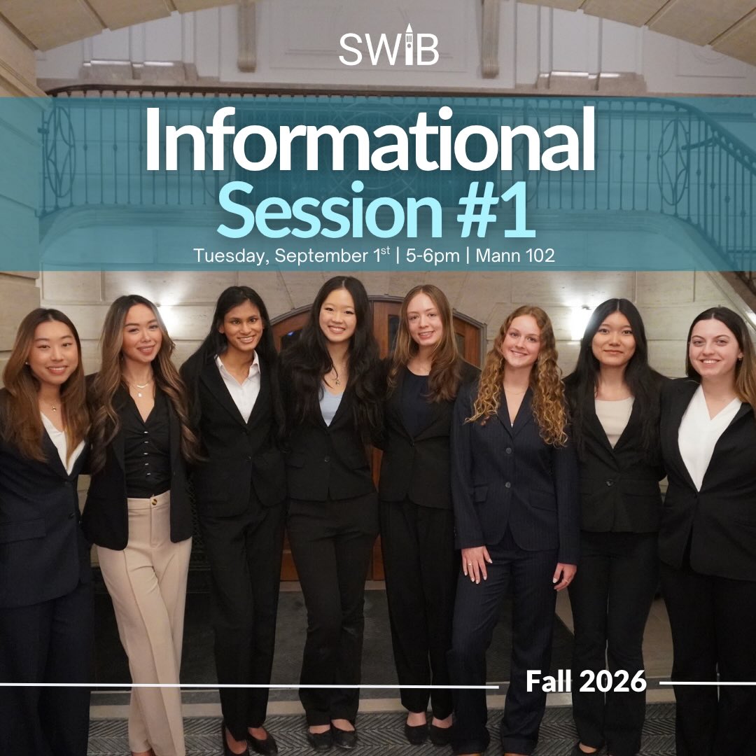 We invite you to join us for our first Informational Session on September 1st! This is a great opportunity to learn more about SWIB, meet current members, and explore our mission, programs, and community in greater depth.
Come learn more about what to expect during the recruitment process, ask questions, and connect with our leadership team. We look forward to meeting you and seeing your interest in SWIB!
