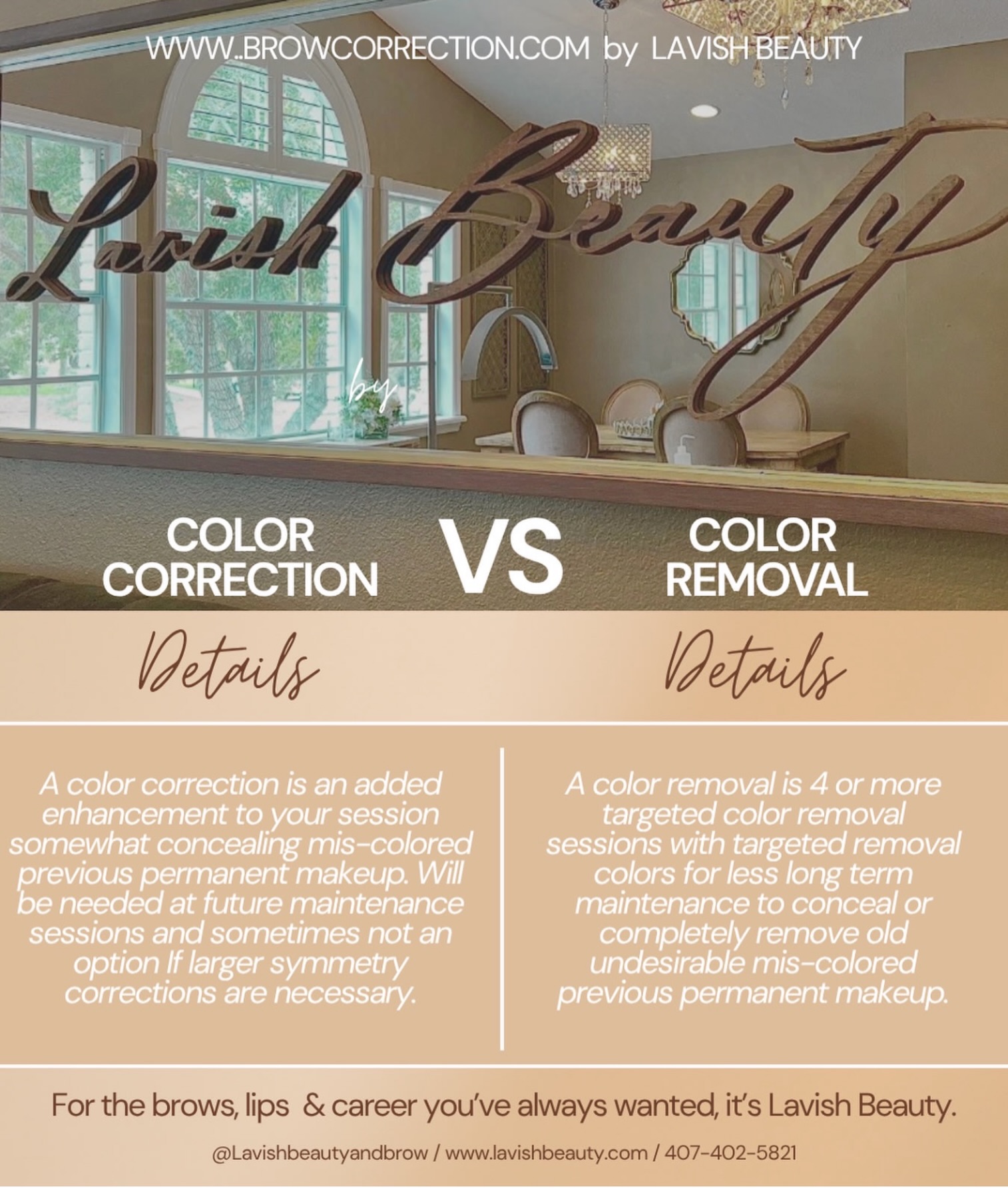 Introducing www.Browcorrection.com by Lavish Beauty ✨
Specializing in the correction of unsymmetrical, discolored, and outdated permanent makeup.
Many clients come to me after receiving permanent makeup elsewhere that has healed unevenly, changed color over time, or simply no longer fits their desired shape. With over 10 years of experience in corrective permanent makeup, this is something I evaluate and correct on a weekly basis.
For those who want to avoid the additional downtime of laser removal, it’s important to understand that laser often leaves behind residual pigment that still requires color correction afterward.
Color Correction…
Color correction is an add-on to your initial session at Lavish Beauty.
This option is designed to neutralize unwanted tones and improve the overall appearance of previous permanent makeup. Depending on the age, color, saturation, and stubbornness of the existing pigment, additional maintenance may be required over time.
While color correction can be an excellent solution, it may not be the best option when significant shape changes, symmetry corrections, or resizing are needed.
Color Removal…
Color removal is often the preferred long-term solution when major symmetry adjustments, resizing, or extensive correction is necessary.
This process typically includes four or more removal sessions using targeted correction pigments. Sessions are generally scheduled 2–3 weeks apart, allowing the skin to heal between treatments.
In many cases, color removal provides the cleanest foundation for creating beautiful, long-lasting results with less maintenance in the future.
📱 All appointments are booked by text: 407-402-5821
🌐 Pricing and additional information: www.lavishbeauty.com
📍 Lavish Beauty
122 N. 4th Street
Lake Mary, FL 32746
#winterpark #lakemary #orlando
