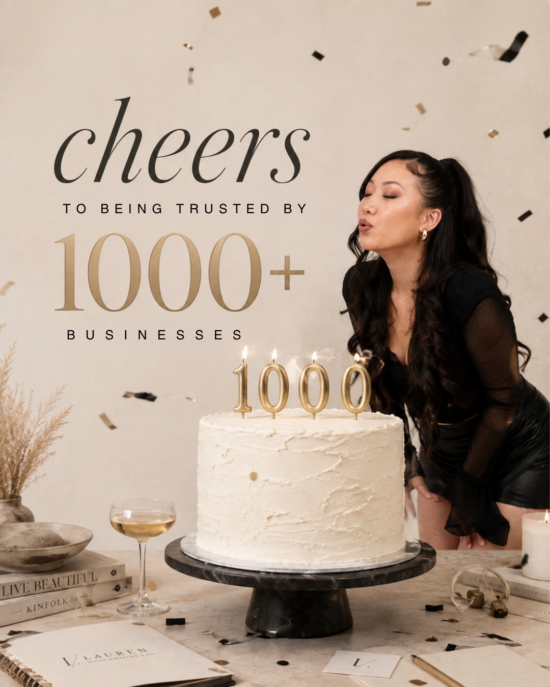 Cheers to over 1,000 of you putting your trust in us!! Thanks for letting us do what we love everyday.
#LaurenDesignMarketing #CreativeAgency #SocialMediaAgency #BrandDesign #SmallBusinessMarketing