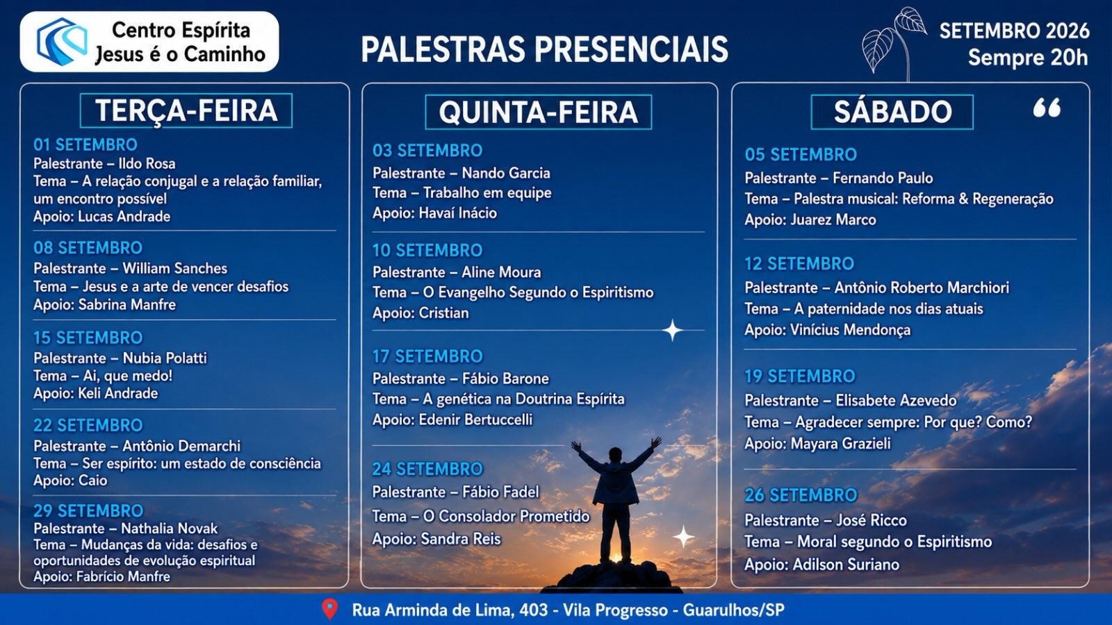 Palestras de setembro