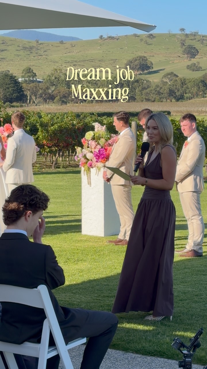 Just a girl who loves dressing up, going to beautiful venues, and celebrating a couples best day 😇 What a dream it is to be a celebrant.
If you want to know more abt my celebrant style, join the fun and follow along 🩵
#jobmaxxing #marriagecelebrant #dreamjob