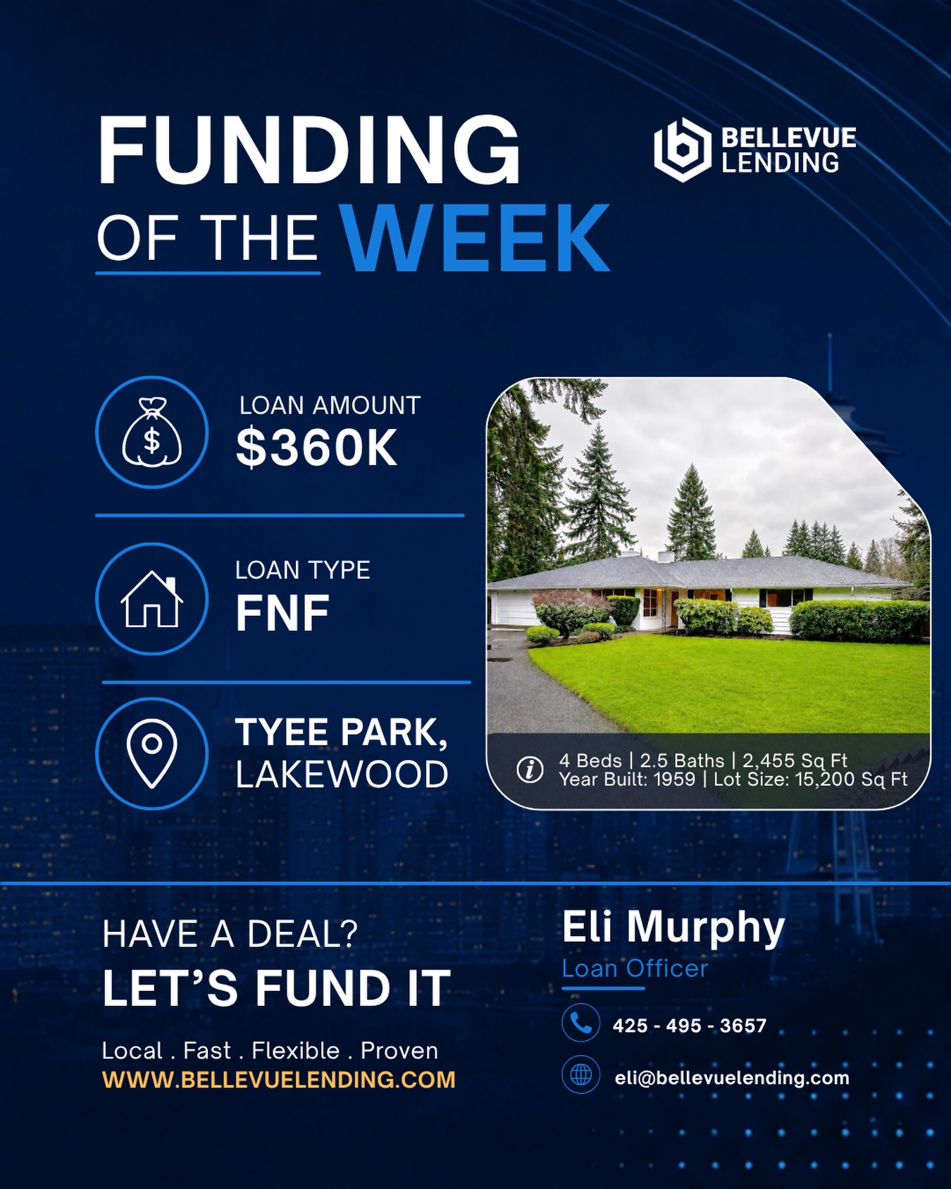 Another week, another deal in the books.
This one is a fix and flip out in Lakewood, and it is exactly the kind of project that gets us excited. A solid 1959 home with great bones, a clear rehab plan, and a borrower who has been here before and knows how to get it done right.
$360,000 funded, with a projected value of $730,000 once the work wraps up. That is the kind of upside that makes this job fun.
Know a flipper who would love a project like this? Tag them below.
Have a deal? Let’s fund it.
#FixAndFlip #PrivateLending #RealEstateInvesting #HardMoneyLender #InvestorFinancing