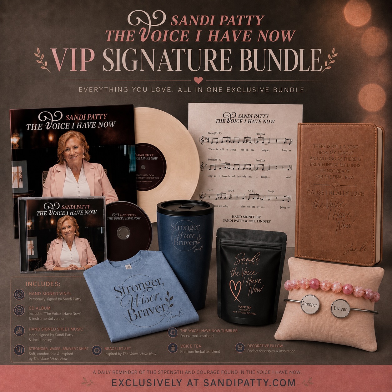 🎶 Now that you’ve heard “The Voice I Have Now”… make it part of your story. ❤️
One of the most special ways to experience this new chapter is with our limited-edition Signature Vinyl—beautifully designed and personally hand-signed by Sandi Patty.
🎵 The Voice I Have Now — Limited-Edition Vinyl
✨ Hand-signed by Sandi
✨ Cream-colored collector’s vinyl
✨ Features the original recording + instrumental version
✨ Lyrics beautifully etched on Side B
And this is just the beginning. We have many more “The Voice I Have Now” products and keepsakes available on the Sandi Patty website—from apparel and bracelets to signed music and exclusive bundles.
Explore the collection:
https://shop.sandipatty.com/products/the-voice-i-have-now-signature-vip-bundle
Listen. Wear it. Collect it. Treasure it.
#TheVoiceIHaveNow #SandiPatty #NumberOne #ChristianMusic #NewMusic