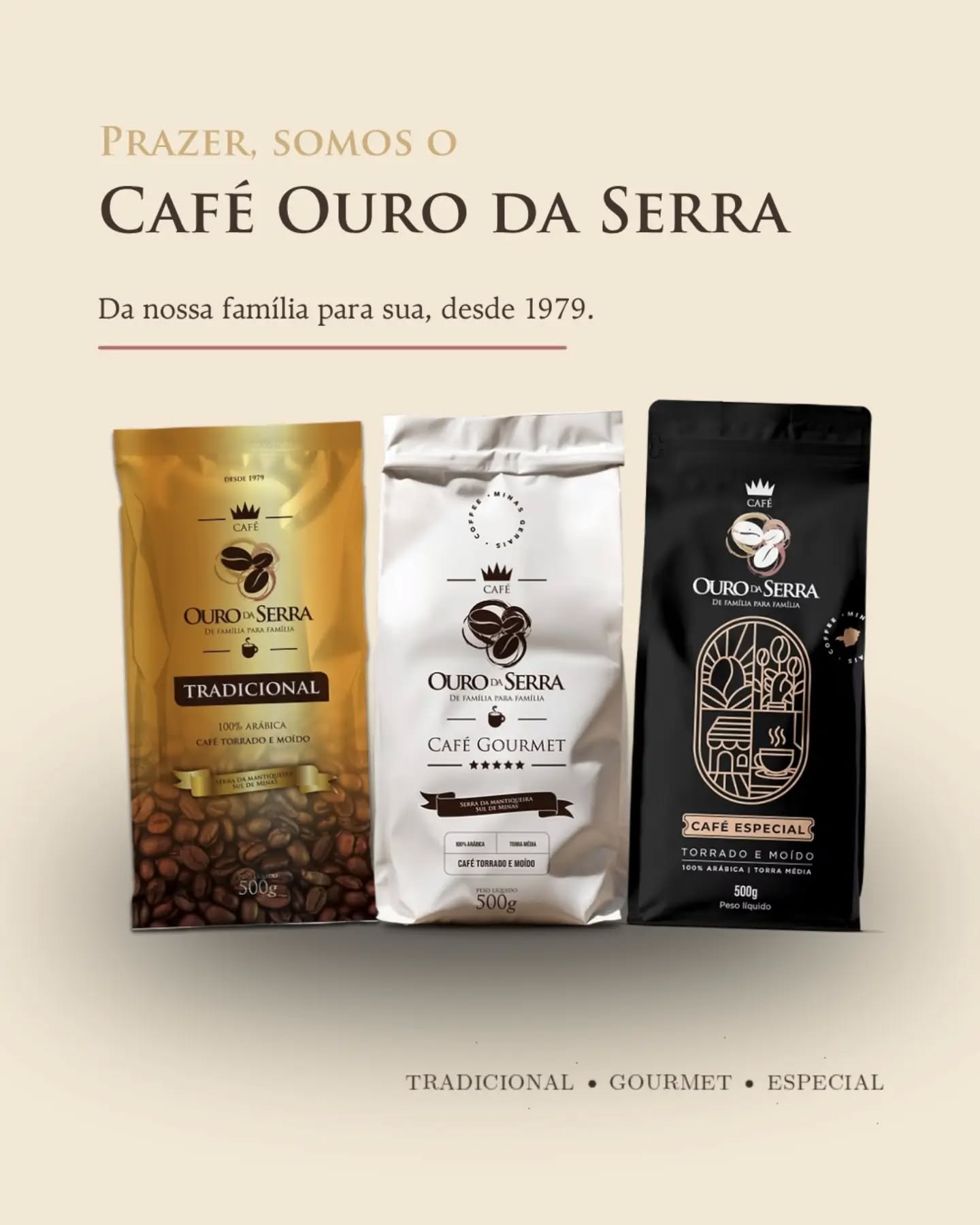 Prazer, somos o Café Ouro da Serra.
Nossa história começou em 1979, na Serra da Mantiqueira, no Sul de Minas. Foi entre montanhas e cafezais que aprendemos que um bom café começa muito antes da xícara.
Da lavoura à secagem, da torra à embalagem, cada etapa carrega o conhecimento e o cuidado construídos ao longo dessa trajetória.
Hoje, nossas linhas Tradicional, Gourmet e Especial acompanham diferentes famílias, rotinas e paladares.
Café Ouro da Serra: desde 1979, de família para família. 🤎
Conheça nossos cafés pelo link da bio.