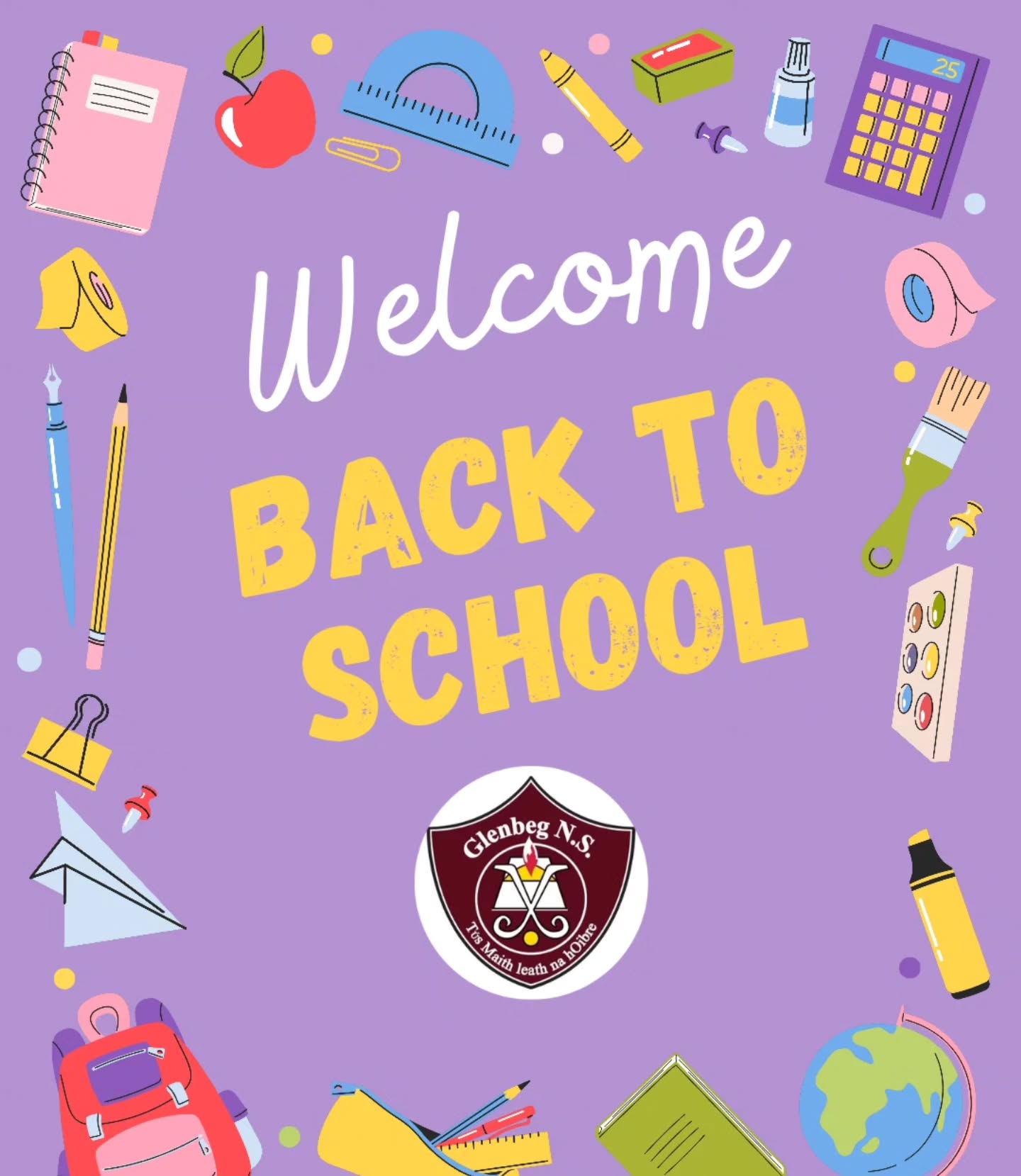 We are back in action! Welcome back everyone! It was great to see so many familiar faces returning today after their summer break and to say hello to the new students and families beginning their journey in our school.
Looking forward to another great year in Glenbeg!