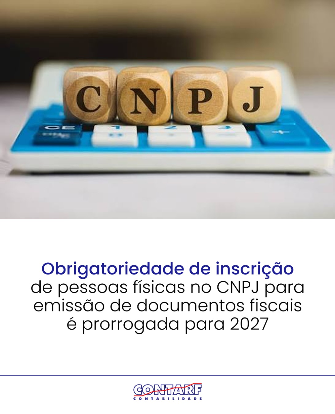 Receita Federal e o Comitê Gestor do Imposto sobre Bens e Serviços (CGIBS) prorrogaram para 1º de janeiro de 2027 a obrigatoriedade de inscrição no Cadastro Nacional da Pessoa Jurídica (CNPJ) por pessoas físicas para a emissão de documentos fiscais, no âmbito da Reforma Tributária sobre o consumo (Lei Complementar nº 214/2025).
A medida assegura prazo adicional para a adaptação dos contribuintes e acompanha o desenvolvimento de um novo sistema simplificado de inscrição no CNPJ, inspirado no modelo do Microempreendedor Individual (MEI).
Fonte: GOV
Para mais informações, entre em contato com a nossa equipe:
📍 Torre Empresarial Iguatemi, salas 211, 212 e 213
📱 (85) 98849-3368 (WhatsApp)
📞 (85) 3278-3343 | (85) 3104-1669
#contarfcontabilidade #contador #cnpj #prazo #obrigatoriedade