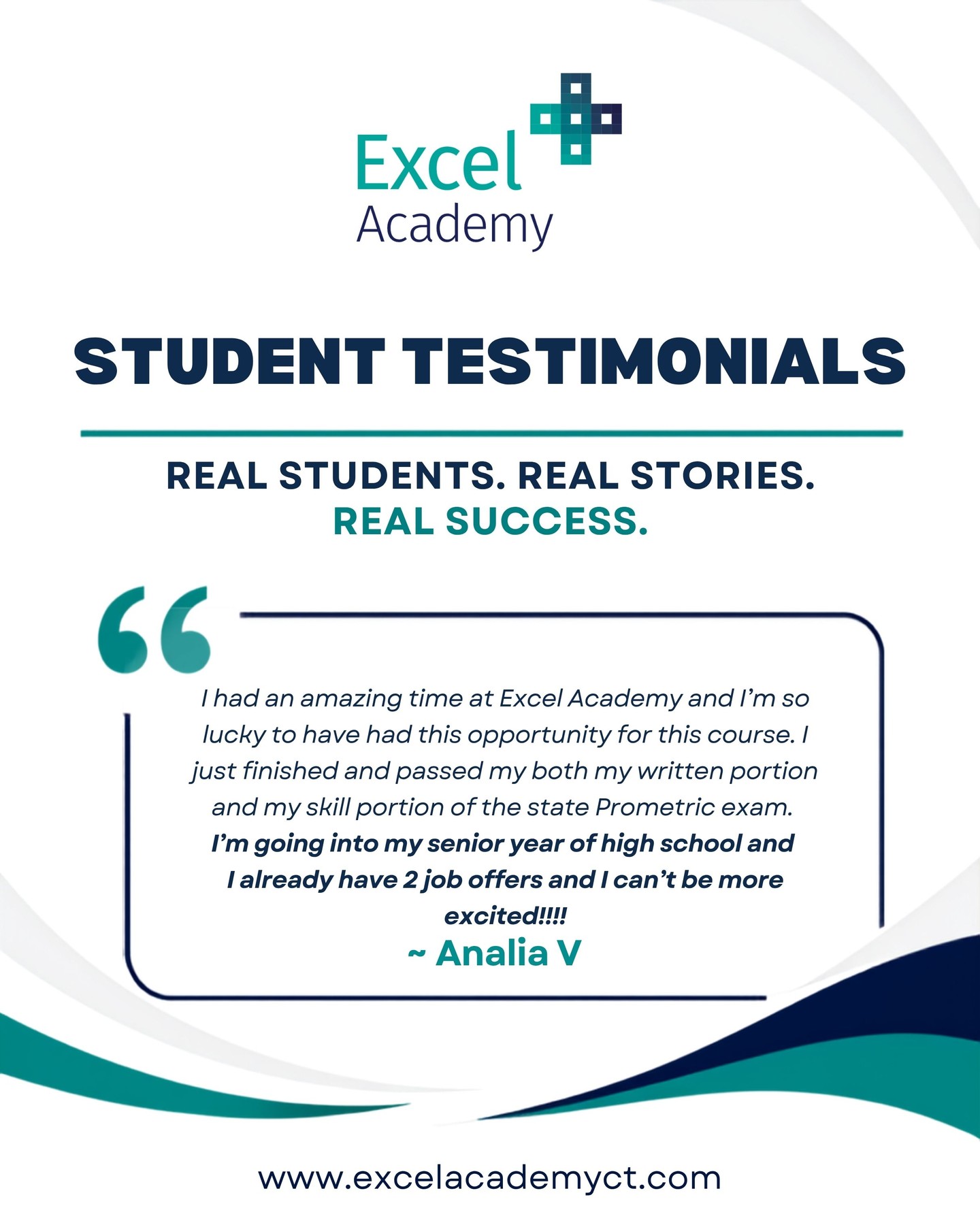 Thank you, Analia, for your amazing feedback on your experience! ✨
We are incredibly proud of everything you’ve accomplished at Excel Academy while still in high school.
Your dedication, hard work, and commitment to building a future in healthcare are inspiring.
Congratulations, Analia! 🎉
#excelacademy #cnastudent #futurecna #healthcarecareers #studentsuccess
