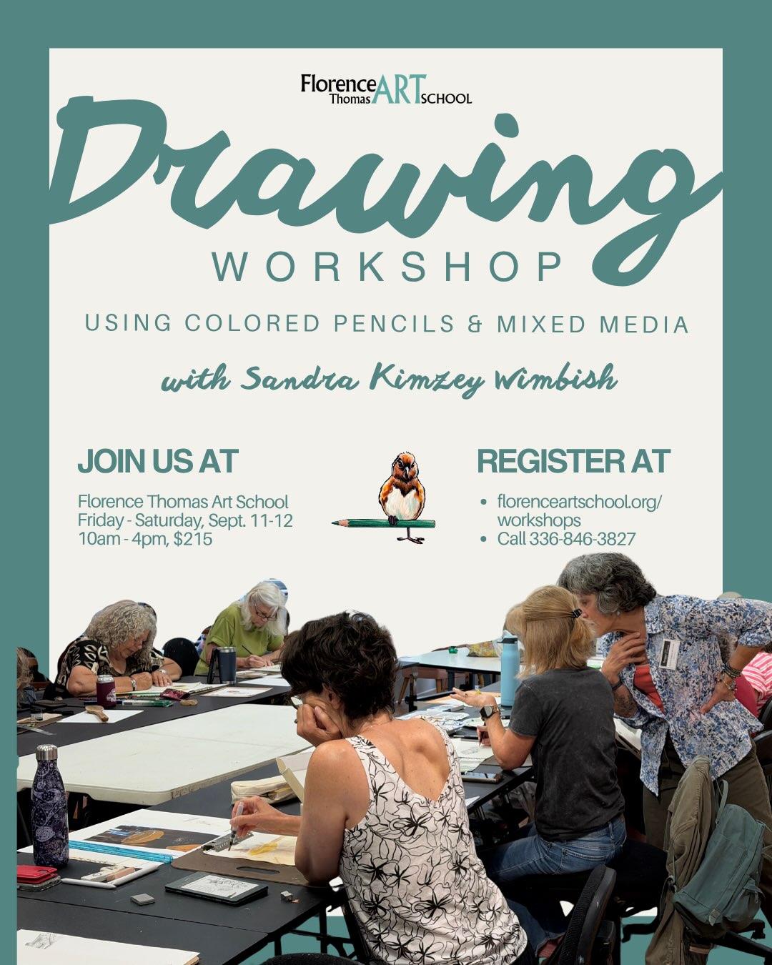 Join us for a Colored Pencil & Mixed Media Drawing Workshop! ✍️
We’re excited to welcome @sandrakimzeywimbish back to FTAS for a two-day workshop focused on colored pencil and mixed media drawing. Sandra joined us last month for Intro to Realistic Drawing, and we’re glad to have her back!
Day 1 will focus entirely on colored pencil, with exercises and projects designed to build technique and give you plenty of time to practice. Sandra will cover layering and color, paper selection, pencil techniques, starting and developing a drawing, backgrounds and foregrounds, and more.
Day 2 will build on those skills with the option to incorporate other drawing mediums into your work. Students will explore a variety of subjects, including landscapes, flowers, animals, and people.
This workshop is open to all skill levels, and Sandra works individually with students throughout the class to answer questions, offer guidance, and help develop their technique.
~Friday–Saturday, September 11–12
~10 AM–4 PM, $215
~Supply list available online
Registration now at florenceartschool.org/workshops & join us for two full days of drawing, experimenting, and building your colored pencil skills!
#coloredpencils #mixedmedia #workshops