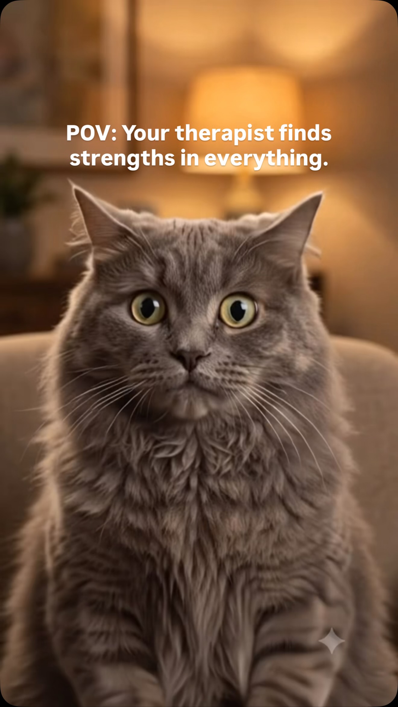 POV: Your therapist practises unconditional positive regard a little too well. 😂
Sometimes, all you need is someone determined to keep seeing your strengths… indefinitely.
Wong Siu Fu Therapy Room
@clinical_purrfectionist