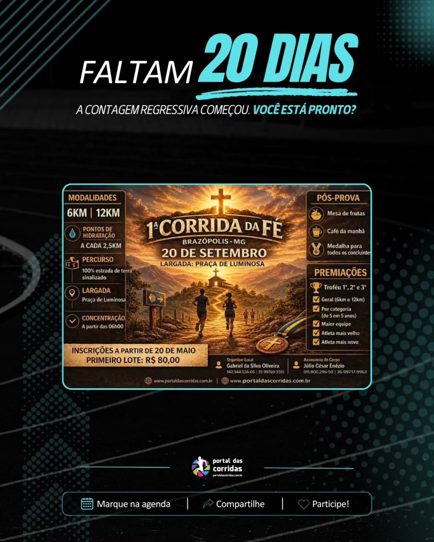 Faltam 20 dias! A contagem regressiva já começou para os eventos que estão chegando. 🏃♀️🏃♂️
A hora de garantir sua participação é agora! Escolha sua prova, convide a galera, prepare o tênis e faça sua inscrição. Venha viver essa experiência, sentir a energia da corrida e cruzar a linha de chegada com a gente! 🏅
📲 Não deixe para a última hora. Inscreva-se e participe!
#portaldascorridas #corridaderua #calendariodecorridas #vemcorrer #running