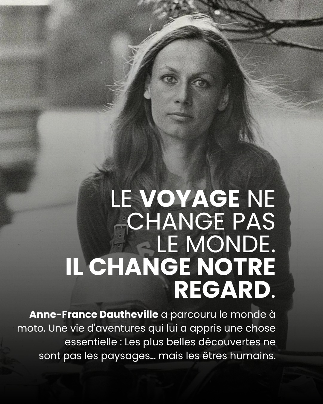 Voyager ne change peut-être pas le monde.
Mais parfois (souvent?), ça change profondément la façon dont on le regarde.
Lors de notre échange, Anne-France Dautheville est revenue sur une vie passée à parcourir le monde à moto, seule, et surtout à la rencontre des autres.
Un récit sur le voyage, les préjugés, la solitude et ce que les rencontres nous apprennent de l’humanité.
🎙️ L’épisode complet est à retrouver sur Rider Radio.
