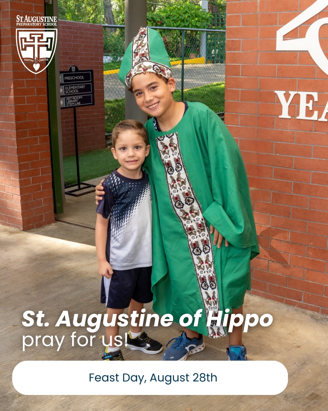 “San Agustín, San Agustín, obispo y doctor, enséñanos el camino de la salvación.” 🎶 We were thrilled to celebrate the feast day of our patron saint, St. Augustine of Hippo, with a community mass and a field day!
Every year, we look forward to celebrating this day as a community, asking St. Augustine for his intercession for the school year ahead. The feast of St. Augustine is an example of the joyful lived experience of our Catholic faith that is available for our students. St. Augustine, pray for us!
#FeastOfStAugustine #GoDolphins