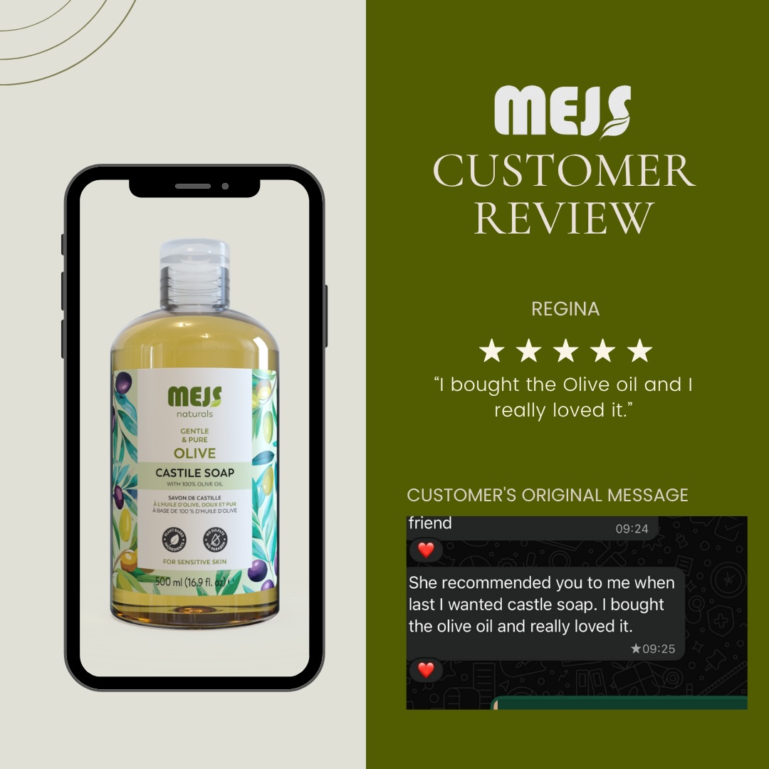 A recommendation from a friend led her to MEJS. 💚
She was looking for a Castile soap, went with our Unscented 100% Olive Oil Castile Soap — and came back loving it. 🫒✨
We love hearing when a recommendation turns into a new favourite.
Which of MEJS Castile soap have you tried?