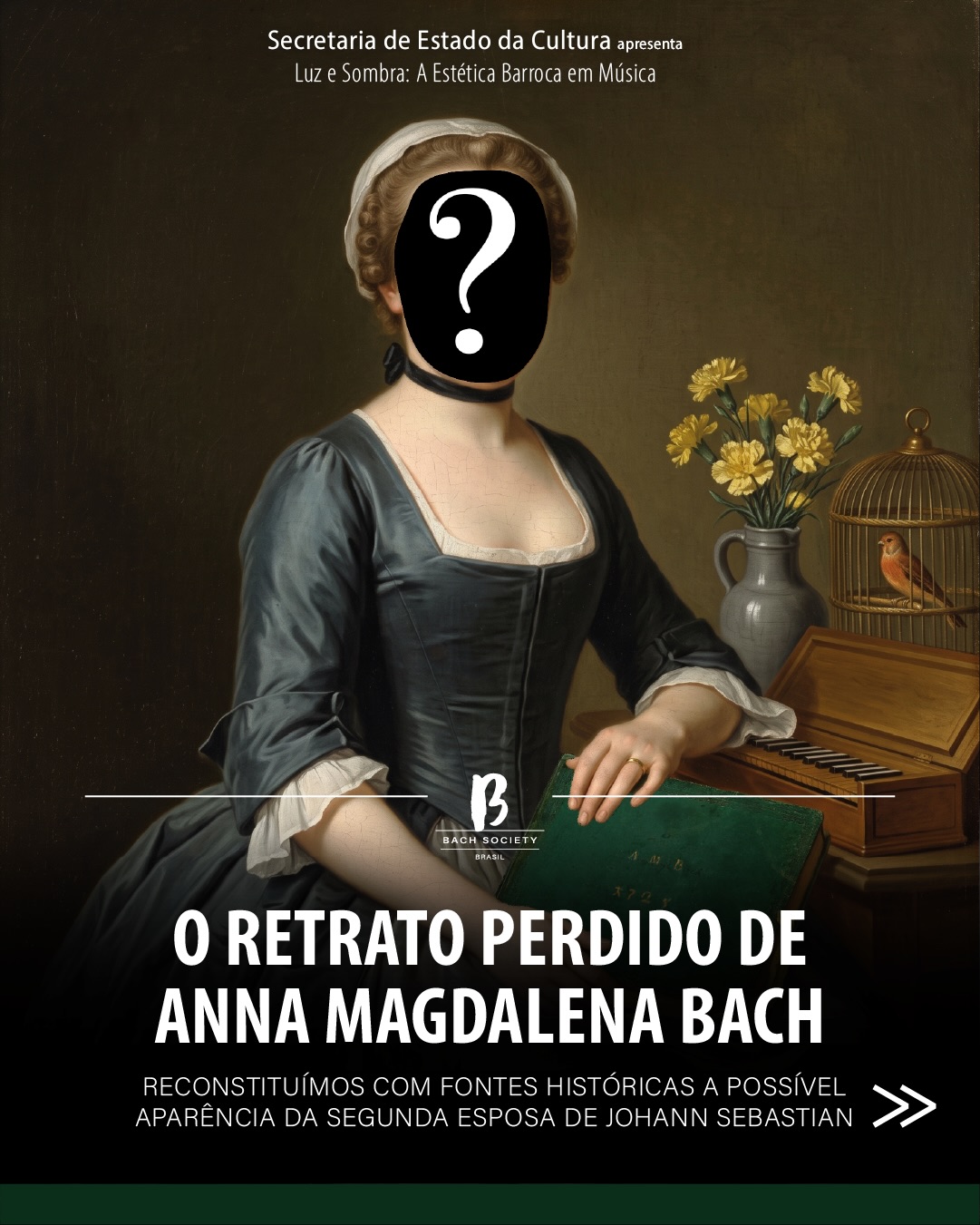Não existe nenhum retrato de Anna Magdalena Bach. Mas existiu um: um quadro grande, pintado por Antonio Cristofori, que ficava na coleção do enteado dela. Sumiu, e nunca mais foi encontrado.
Decidimos tentar uma reconstituição a partir de documentos históricos. 📖 Link na bio para o artigo completo.
NÃO PERCA - A Secretaria de Estado da Cultura apresenta nosso concerto em homenagem à Anna Magdalena Bach. No dia 21 de setembro de 2026, faremos um concerto gratuito em Porto Alegre tocando o repertório que a família Bach tocava em casa. Confira os detalhes no nosso feed ou link na bio @bachbrasil.
O LIVRO DE ANNA MAGDALENA
📅 21 de setembro de 2026, segunda-feira, às 20h 🕒
📍 Igreja Universitária Cristo Mestre (PUCRS)
Av. Ipiranga, 6681 - Prédio 23 - Partenon
Porto Alegre
🎟️ Entrada gratuita mediante retirada de ingressos em www.bachbrasil.com — disponíveis a partir de 14 de setembro, 1 por pessoa
♿ Evento acessível
SOLISTAS
Diana Danieli @diana_danieli_, mezzo-soprano
Dolores Costoyas @dolorescostoyas (Argentina), teorba
Diego S. Biasibetti @schuckmusik, viola da gamba
Fernando Cordella @cordellafernando, cravo, órgão e direção
Janaina Pellizzon @janainapellizzon, atriz
FICHA TÉCNICA
Projeto: Luz e Sombra: A Estética Barroca em Música
Realização: Sociedade Bach Brasil
Patrocínio: Hertz Farmacêutica e Blueville
Apoio: PUCRS Cultura, Consulado Geral da República Federal da Alemanha, Goethe Institut, Instituto Ecossis, EROICA e Badermann Arquitetos Associados
Produção Cultural: Conecta Cultura
Comunicação: EROICA
Financiamento: PRÓ-CULTURA, Governo do Estado do Rio Grande do Sul, por meio da Secretaria de Estado da Cultura.
@sedac_rs @pastoralpucrs @pucrscultura @hertzfarma @bluevillealimentos @alemanhanobrasil @goetheinstitut_portoalegre @institutoecossis @eroica_conteudo @conectacultura_ badermannarquitetos
#BachSocietyBrasil #bach #BachTheAnimatedSeries #JohannSebastianBach #AnnaMagdalenaBach