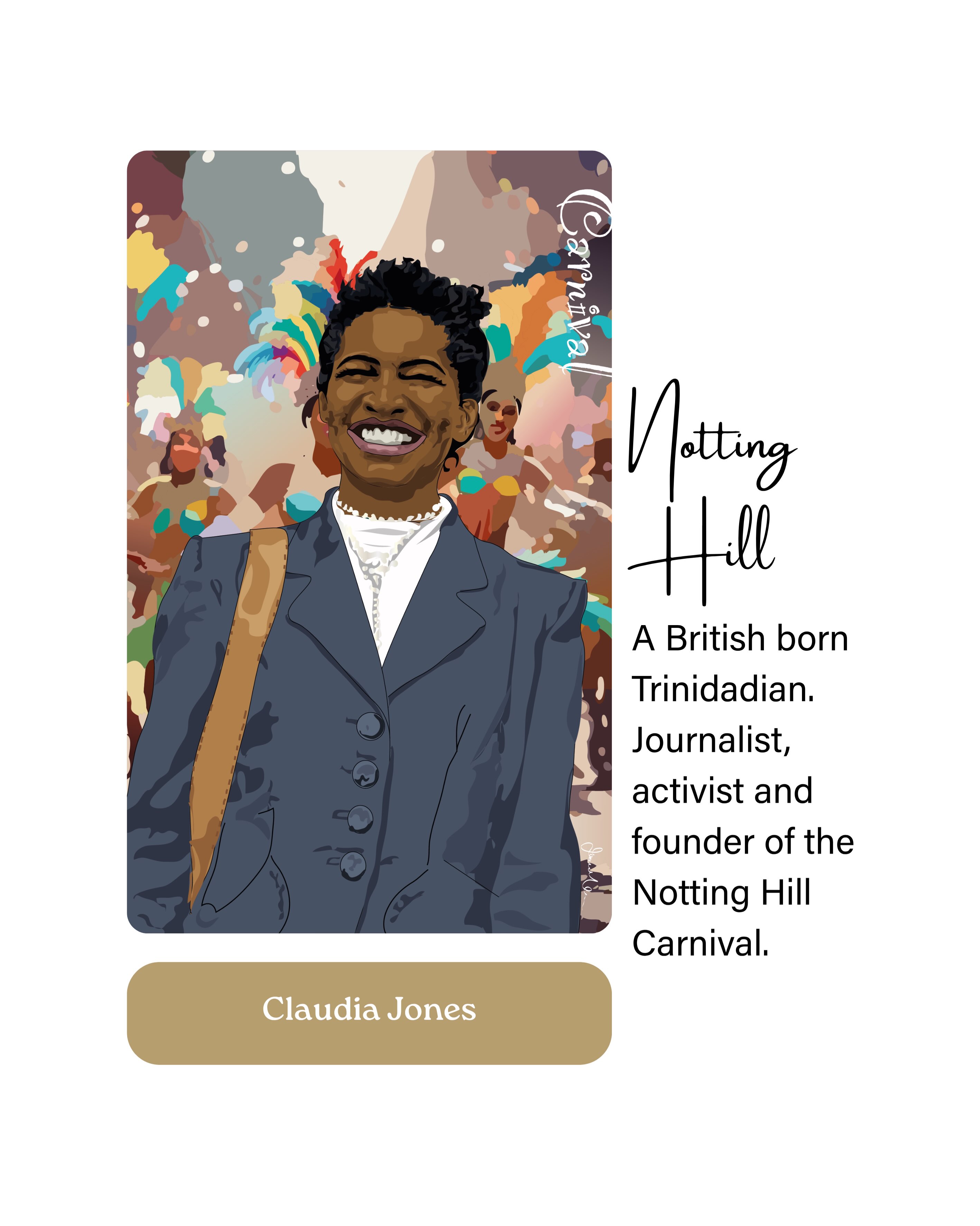 As we continue to celebrate Notting Hill Carnival’s 60th year, let’s remember some of the people who helped make it possible.
Claudia Jones arrived in Britain in 1955 and became a powerful voice for racial equality, community and social justice.
In 1959, the first Caribbean Carnival took place at the St Pancras Town Hall (now known as Camden Town Hall), creating a space for culture, music and creativity at a time when racial tensions were high following the murder of Kelso Cochrane.
Her name sits alongside 69 other Carnival pioneers on a newly unveiled plaque at Westbourne Park tube station, as a reminder that this legacy was built by many hands, talents, and a lot of community.
.
.
.
.
For greeting cards that preserve history, celebrate legacy and spark conversations visit our online shop today!
You can also find the British Heroes / Black Icons collection at the @theblackcardcompany pop-up concept store Market Row, Brixton, open daily 10am - 6pm until Tuesday 2nd September.
#claudiajones #nottinghillcarnival #blackbritishhistory #caribbeanheritage #ionnamariedesigns